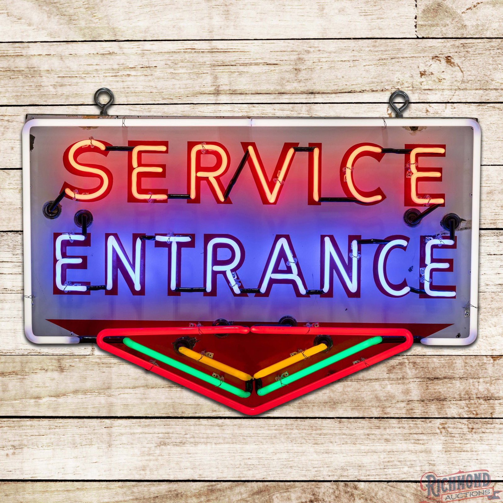 Service Entrance 36" Die Cut Single Sided Porcelain 7-Color Neon Sign w/ Flashing Arrow (1 of 4)