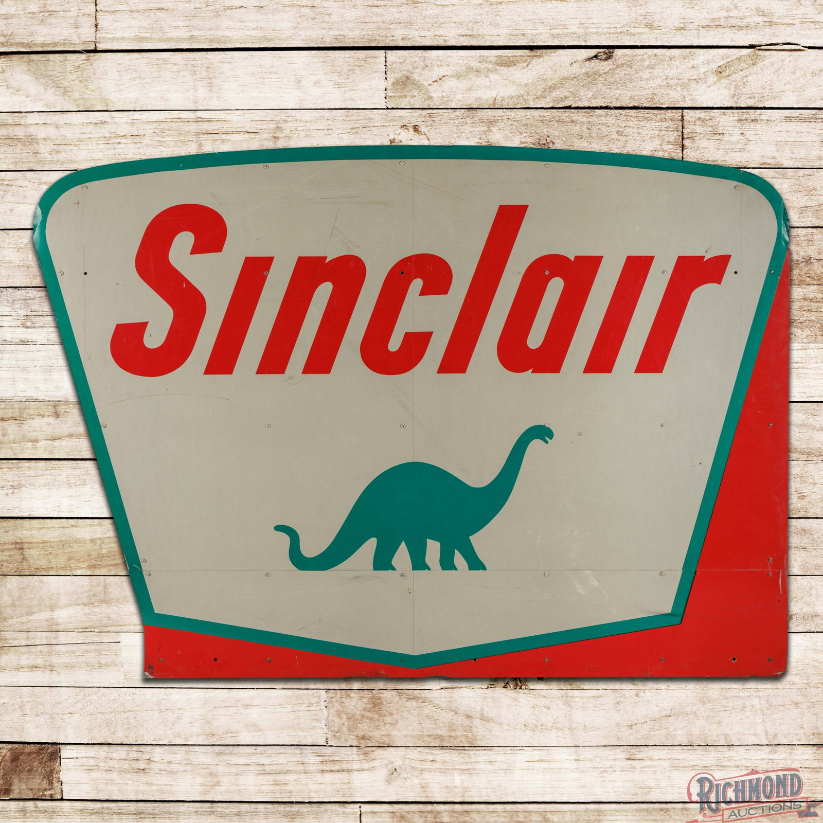 Sinclair Gasoline 7' Reflective Single Sided Tin Sign w/ Dino (1 of 3)