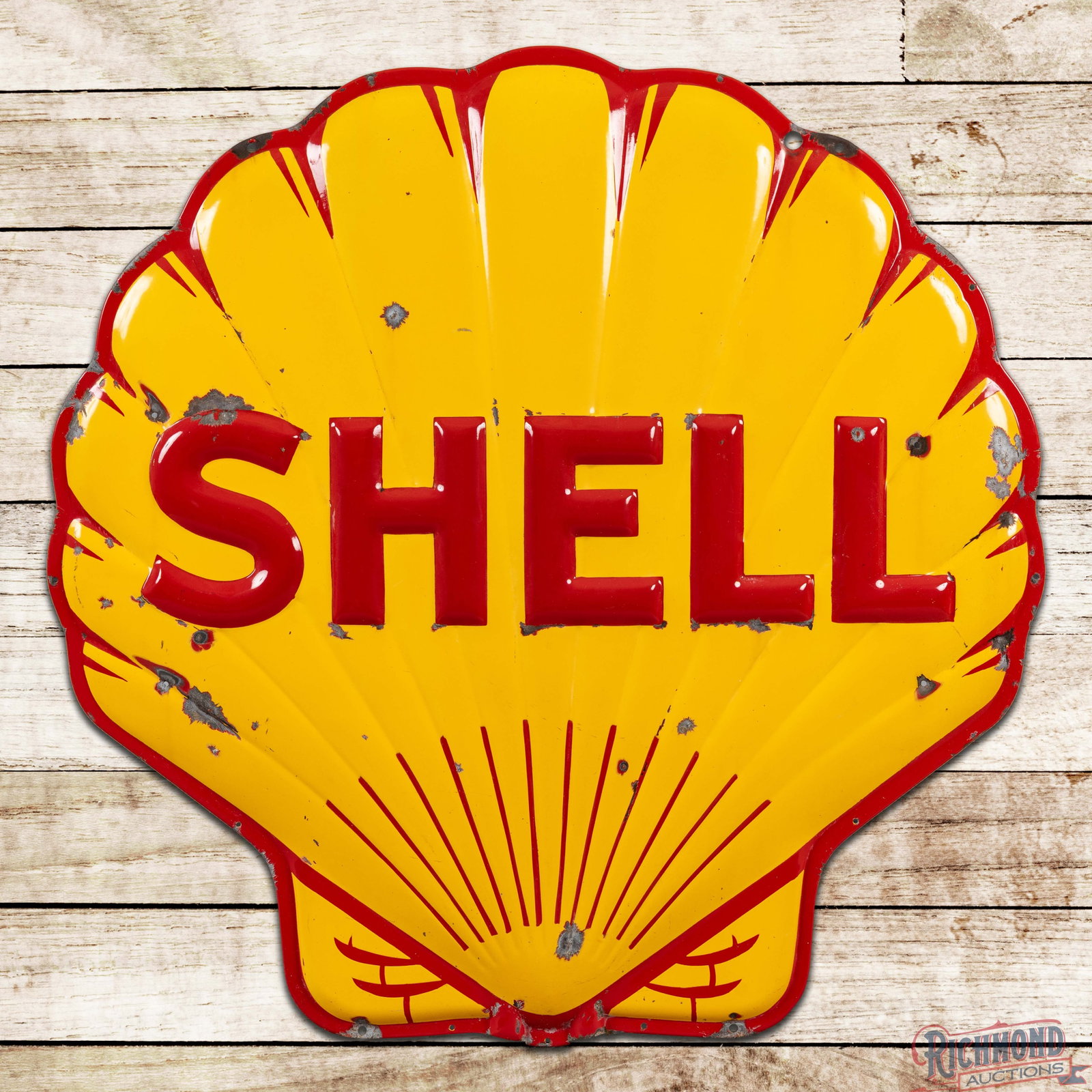 Shell Gasoline 48" Emb. Single Sided Porcelain Die Cut Neon Sign Skin (1 of 3)
