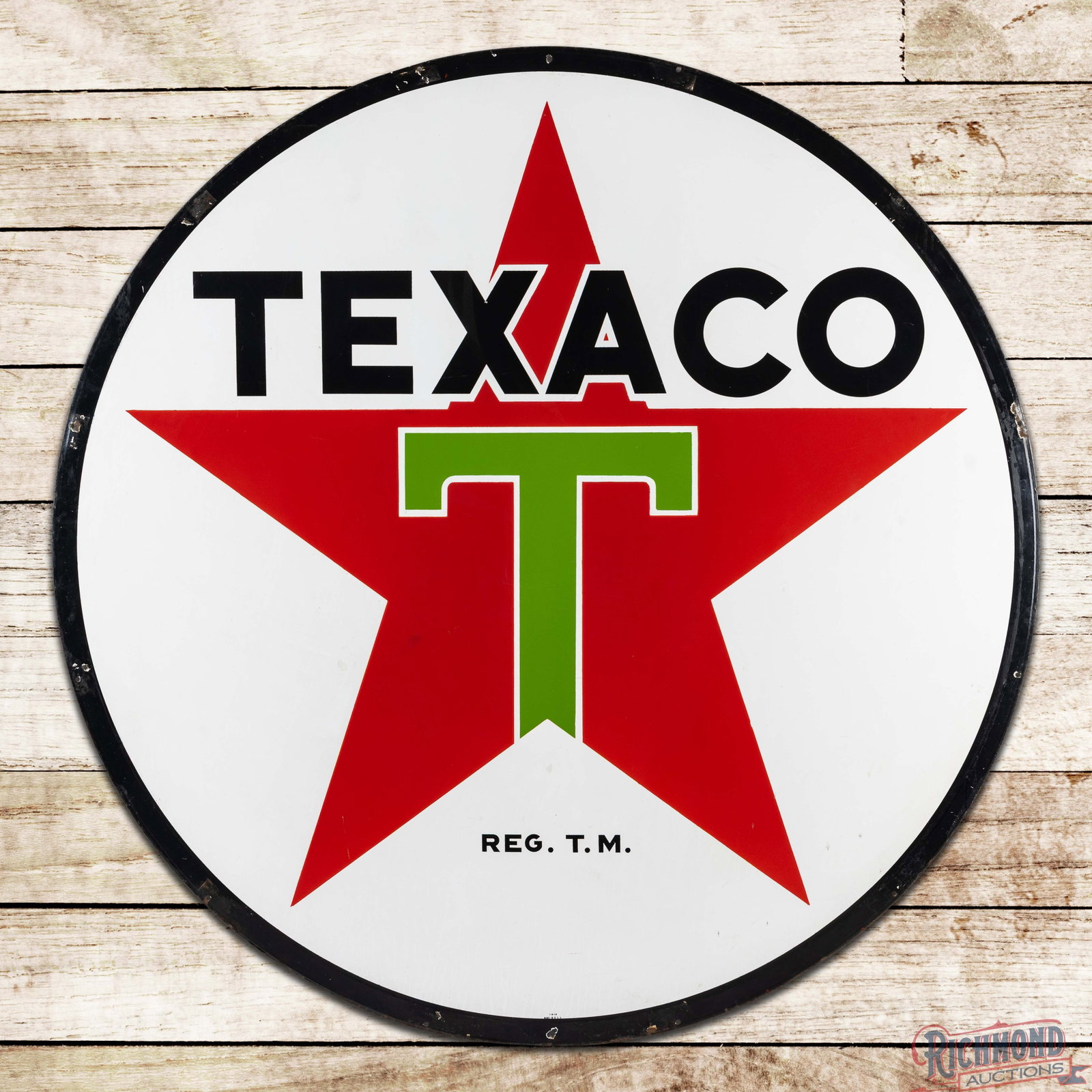 1959 Texaco Gasoline 6' Double Sided Porcelain ID Sign (1 of 3)