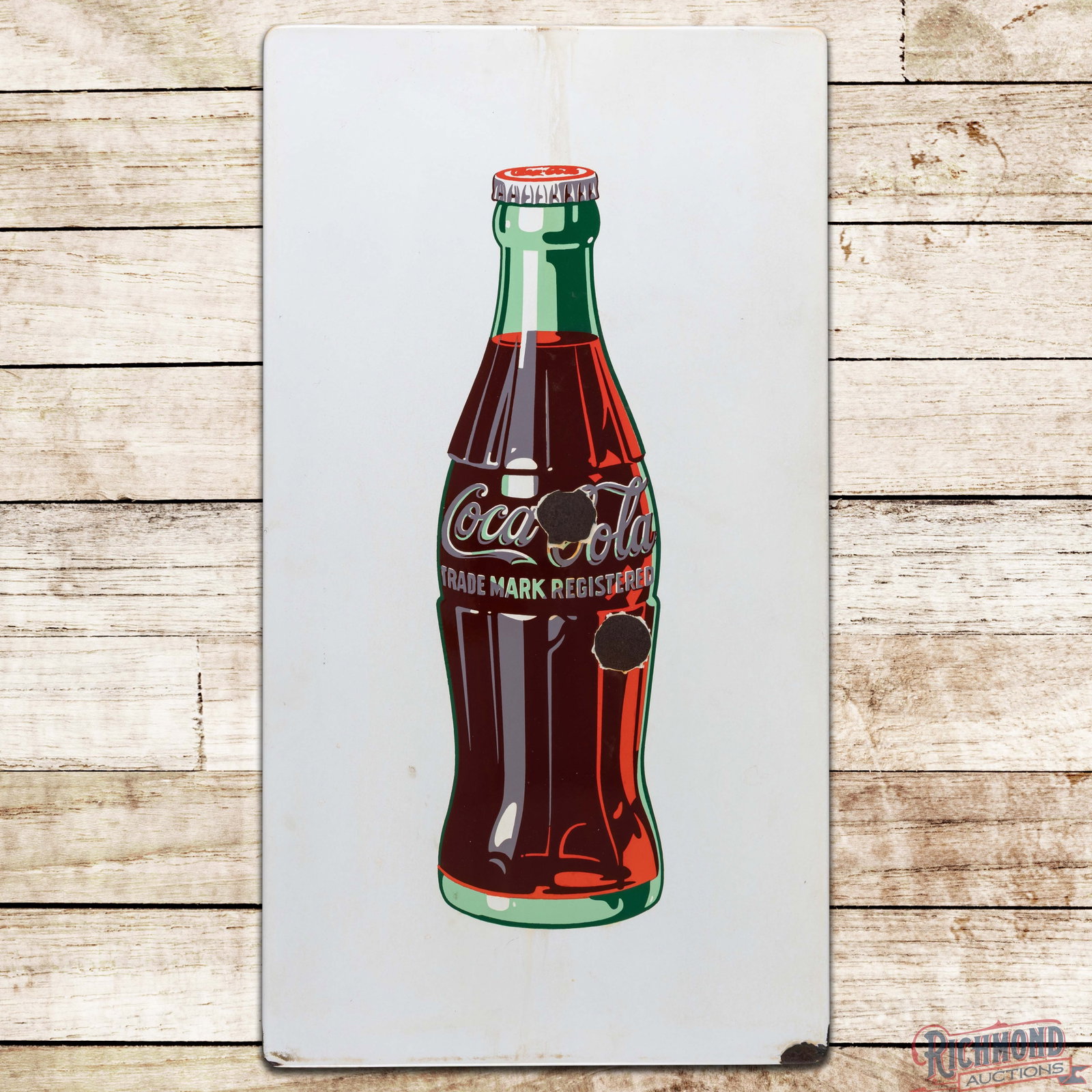 Coca Cola 33" Single Sided Porcelain Sign w/ Bottle (1 of 3)