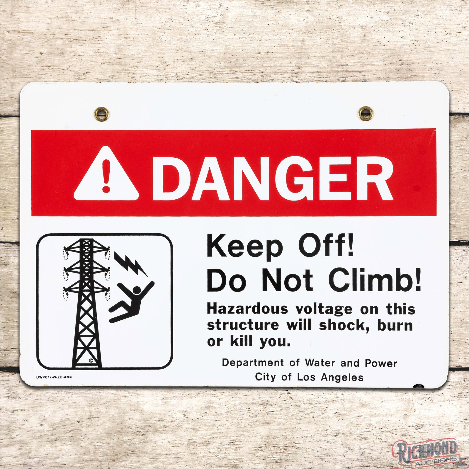 Danger! Keep Off! Do Not Climb! Voltage Will Shock Burn Kill Los Angeles California Porcelain Sign (1 of 3)