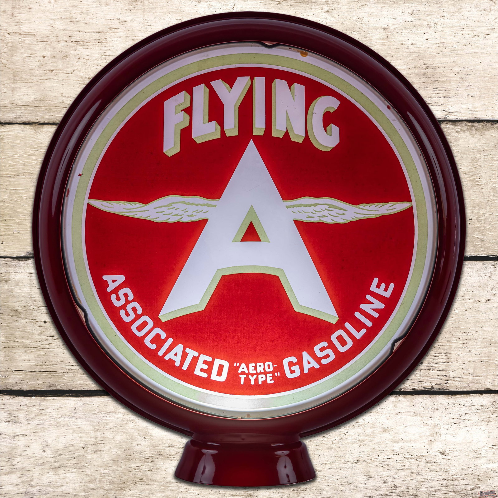 Flying A Associated "Aero Type" Gasoline 15" Single Lens w/ HP Metal Body Globe "Chicken Wing Logo" (1 of 6)