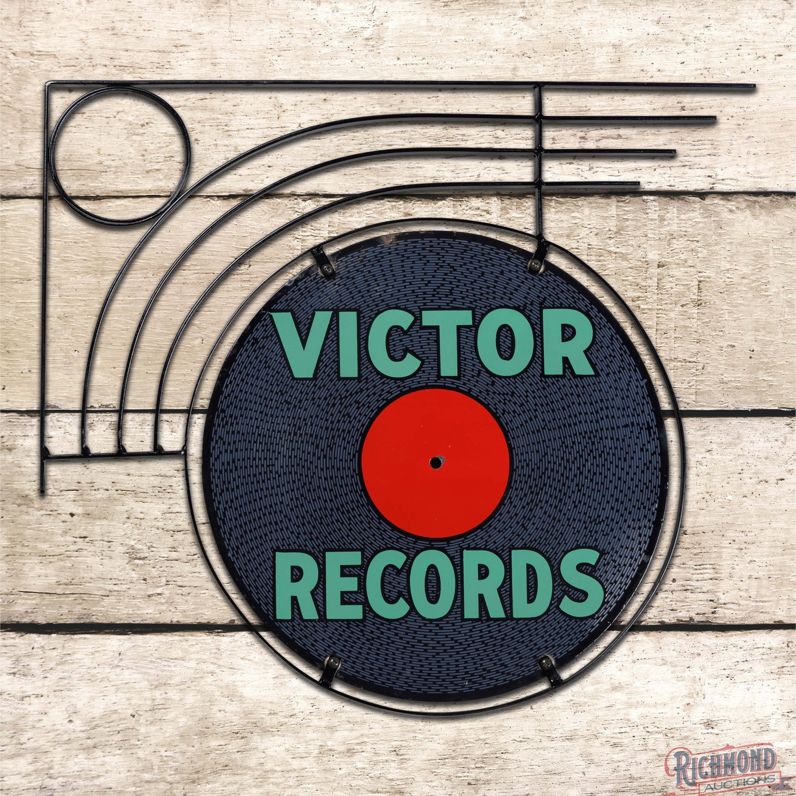 Victor Records 20" Double Sided Porcelain Sign w/ Hanging Bracket (1 of 3)