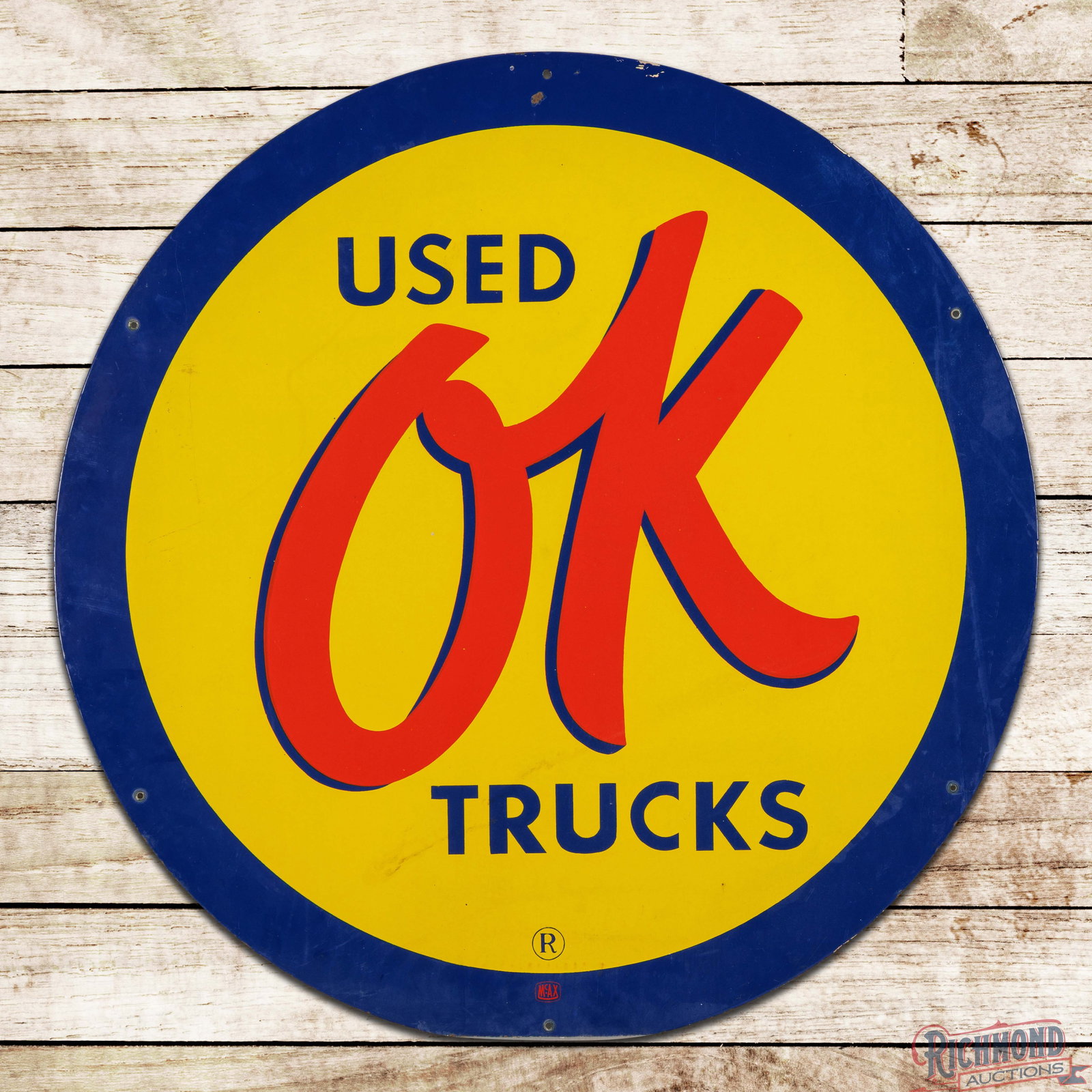 Chevrolet OK Used Trucks 36" Single Sided Porcelain Logo Sign (1 of 3)