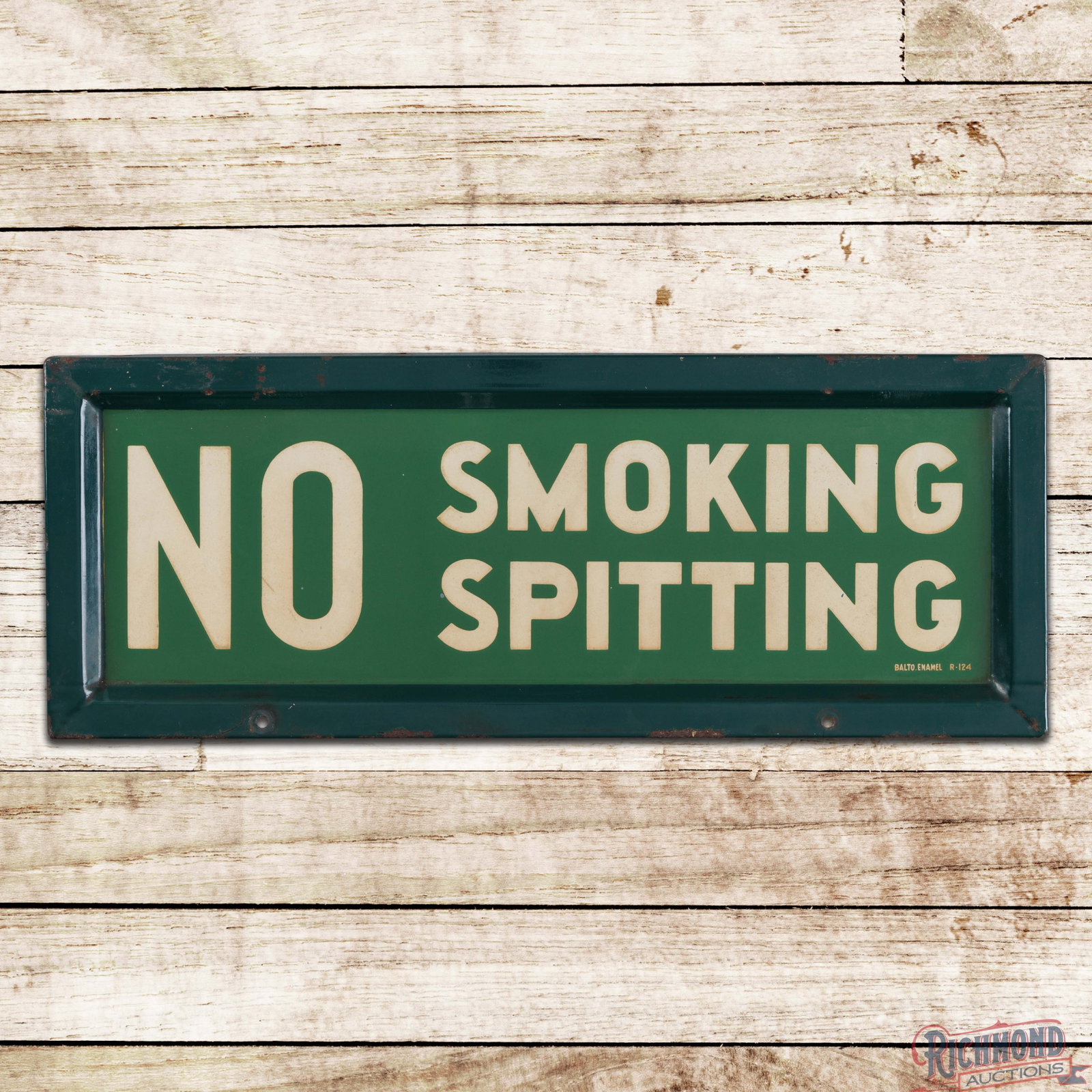 No Smoking No Spitting Self-Framed Single Sided Porcelain Sign (1 of 3)