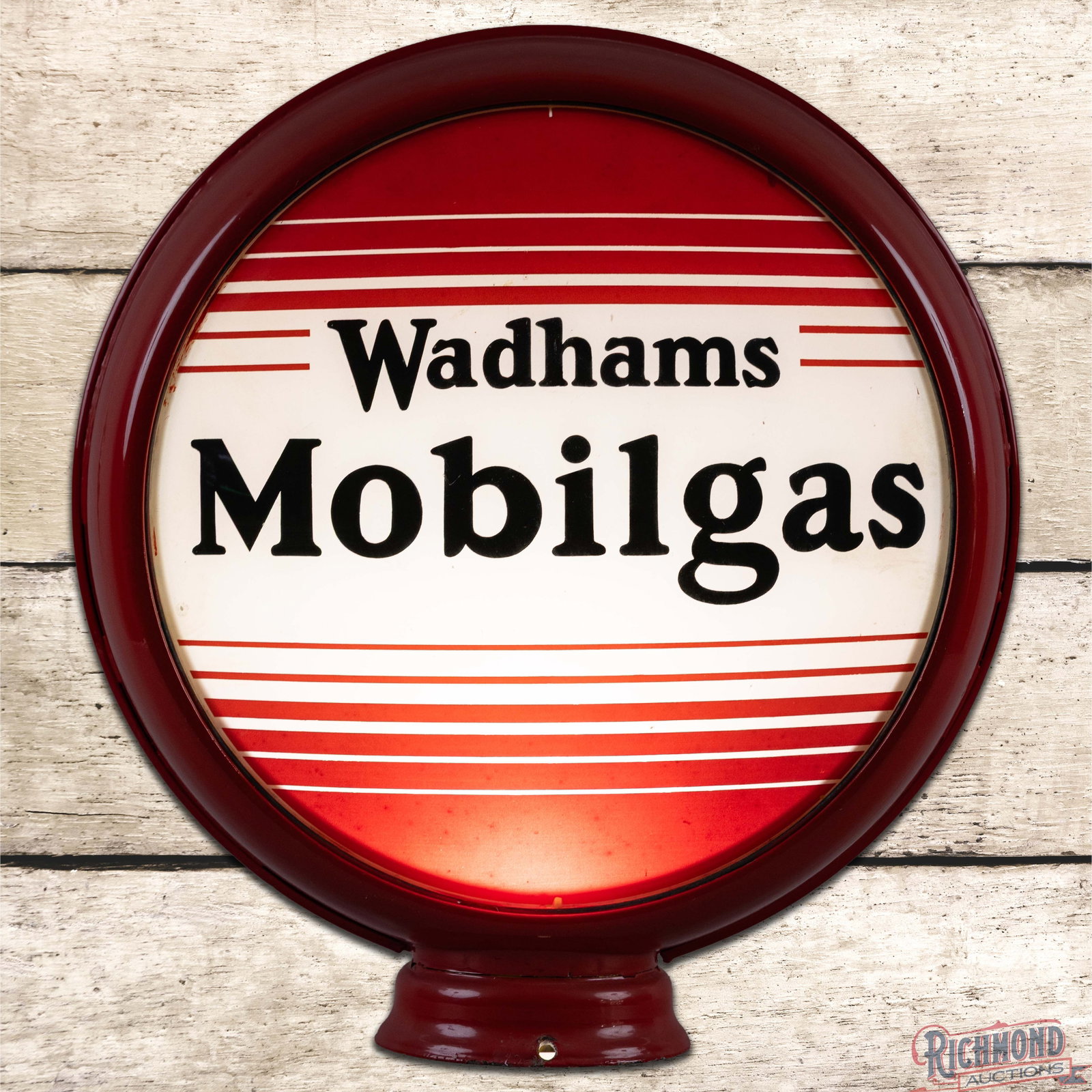 Wadhams Mobilgas 15" Complete HP Metal Body Gas Pump Globe (1 of 6)