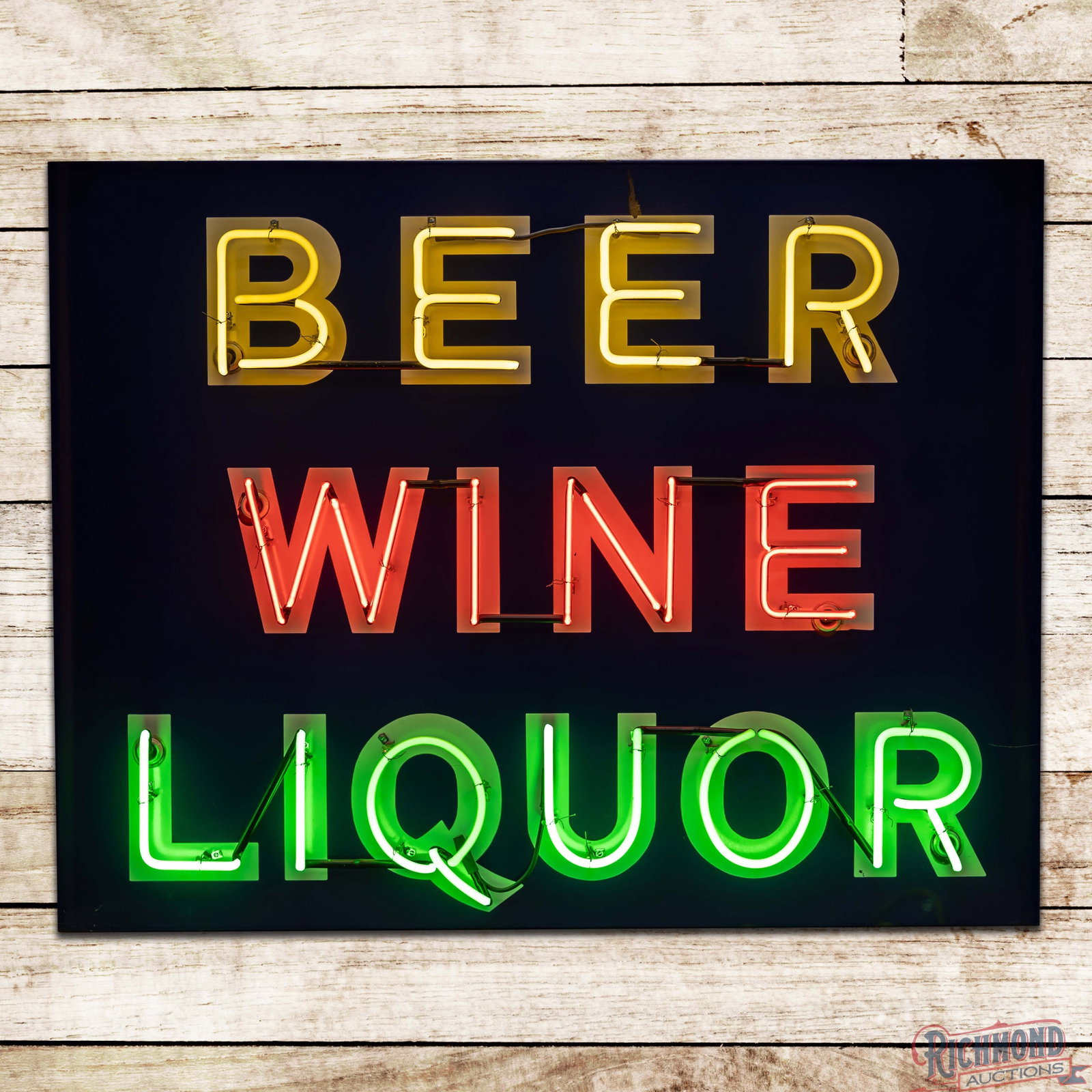 Beer Wine Liquor 4.5' Single Sided Porcelain Factory Neon Sign (1 of 4)