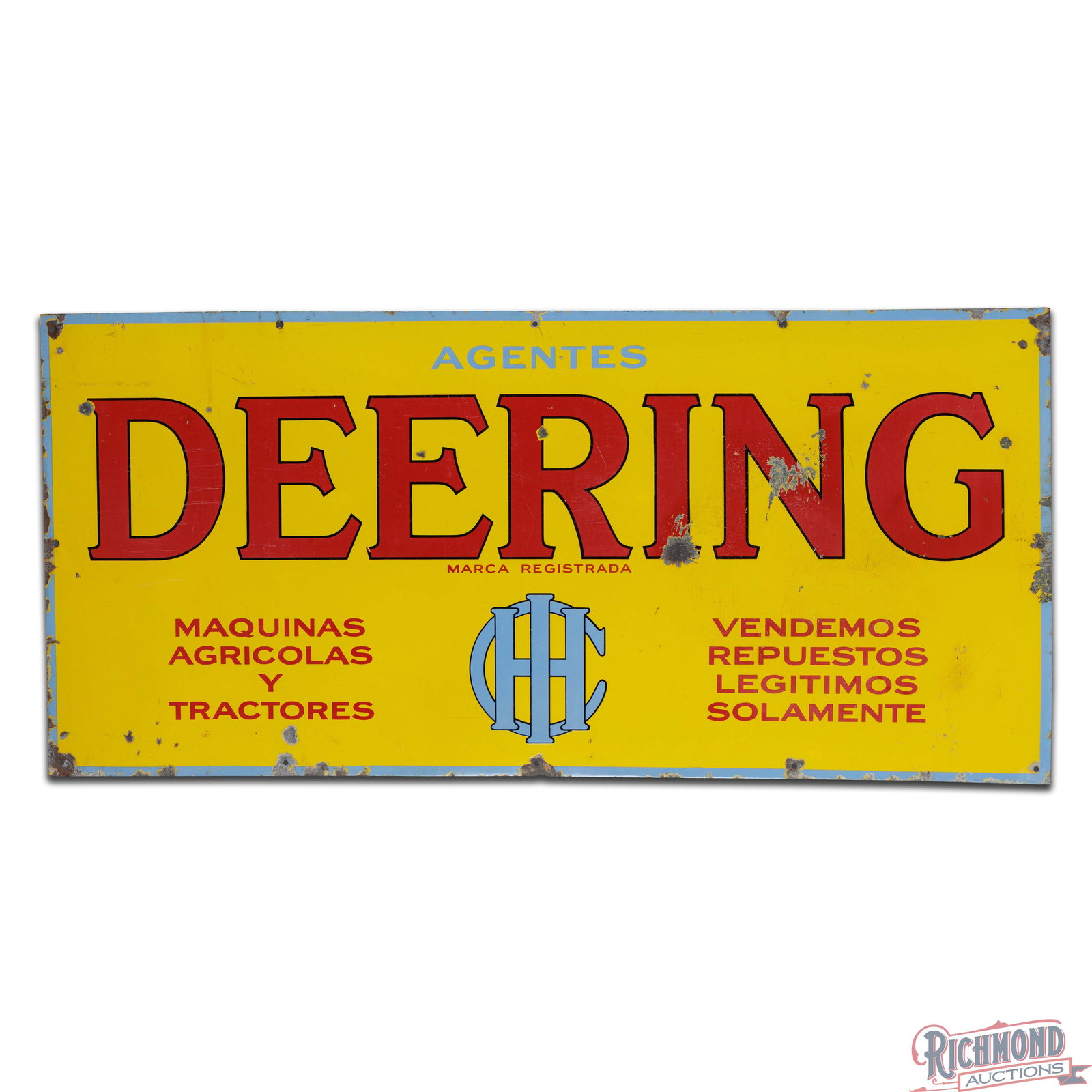 Agentes Deering IHC Tractors 5' Single Sided Porcelain Sign w/ International Harvester Logo (1 of 2)