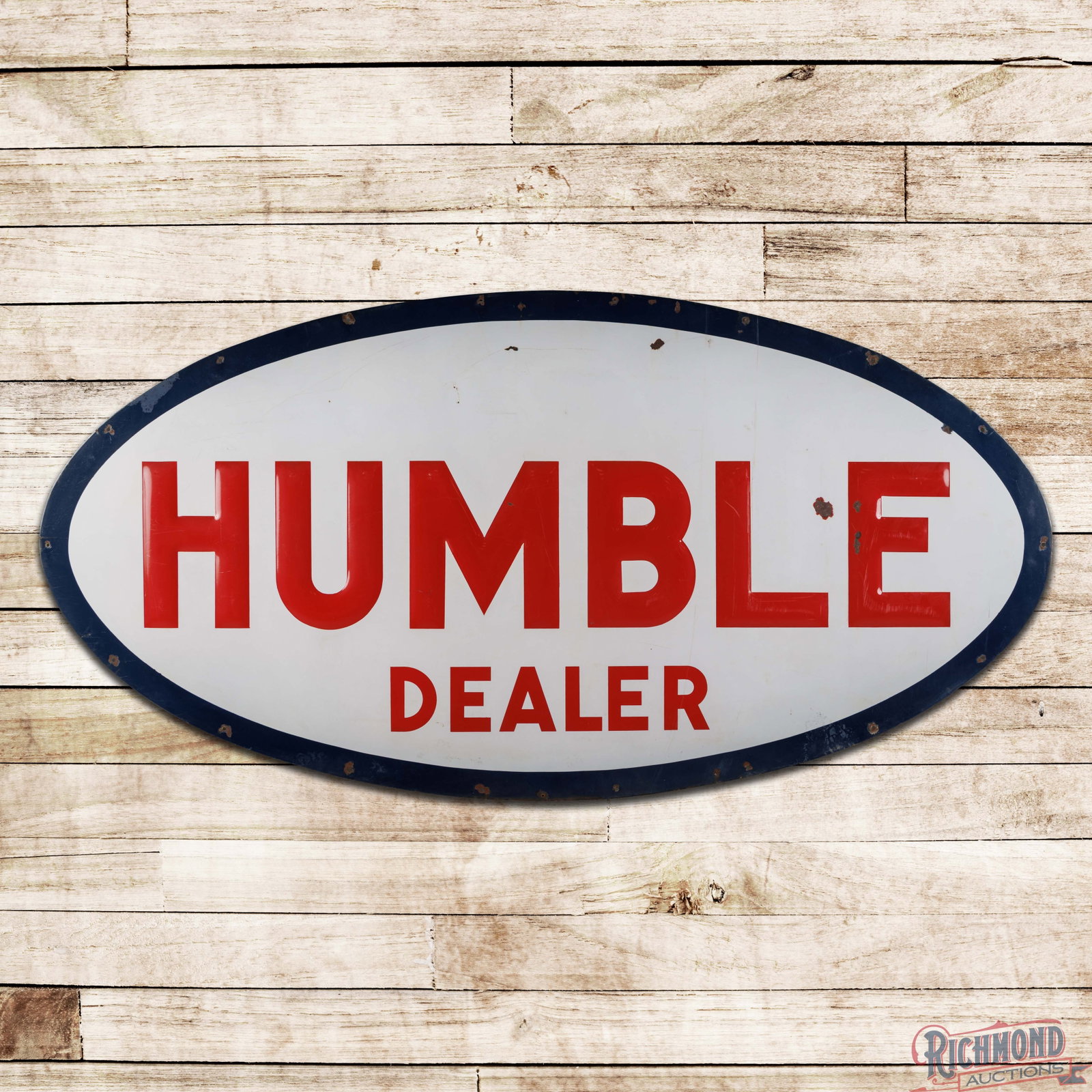 Humble Gasoline Dealer 8' Emb. Single Sided Porcelain Sign (1 of 3)