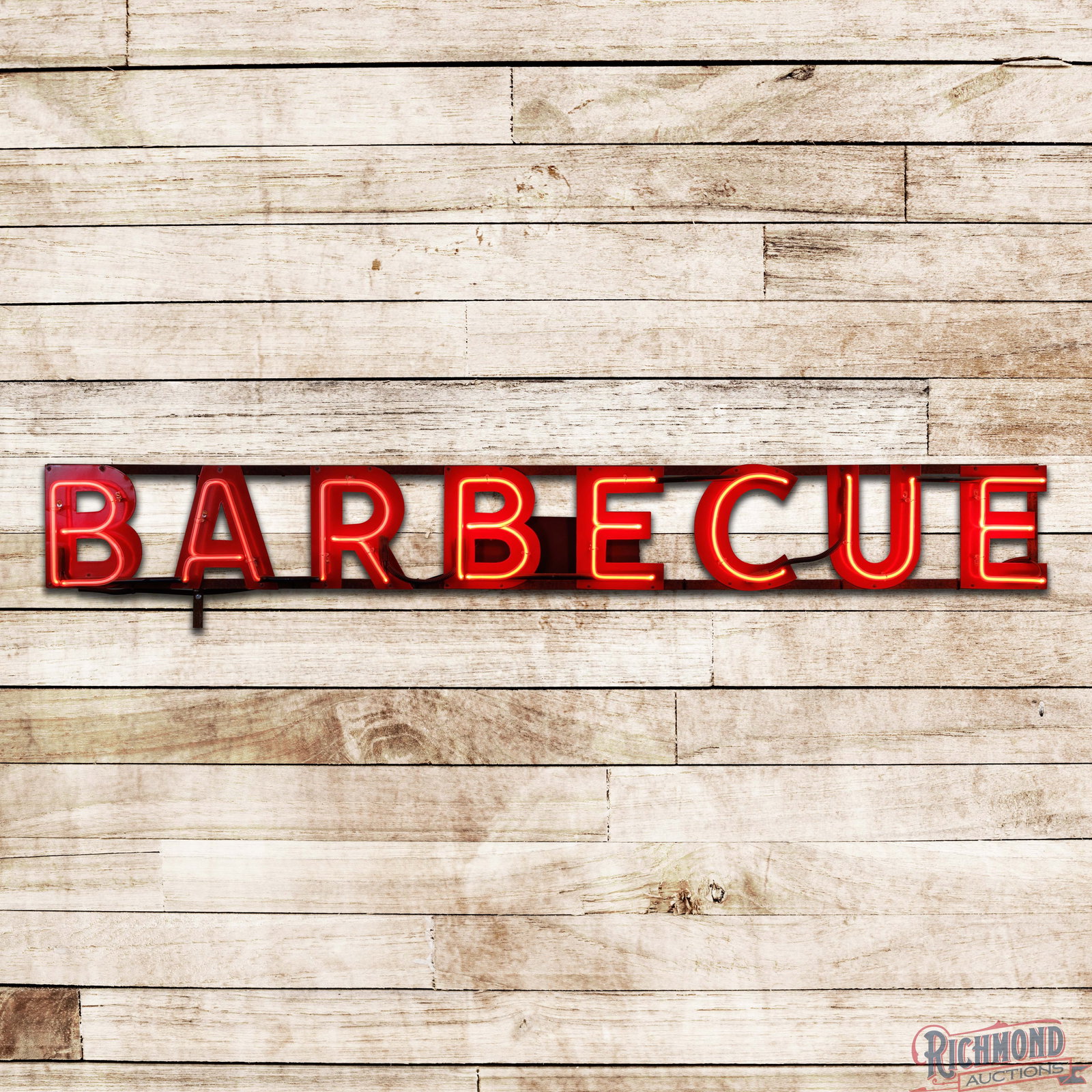 Barbecue 8' Single Sided Porcelain Letter Sign w/ Bracket (1 of 4)