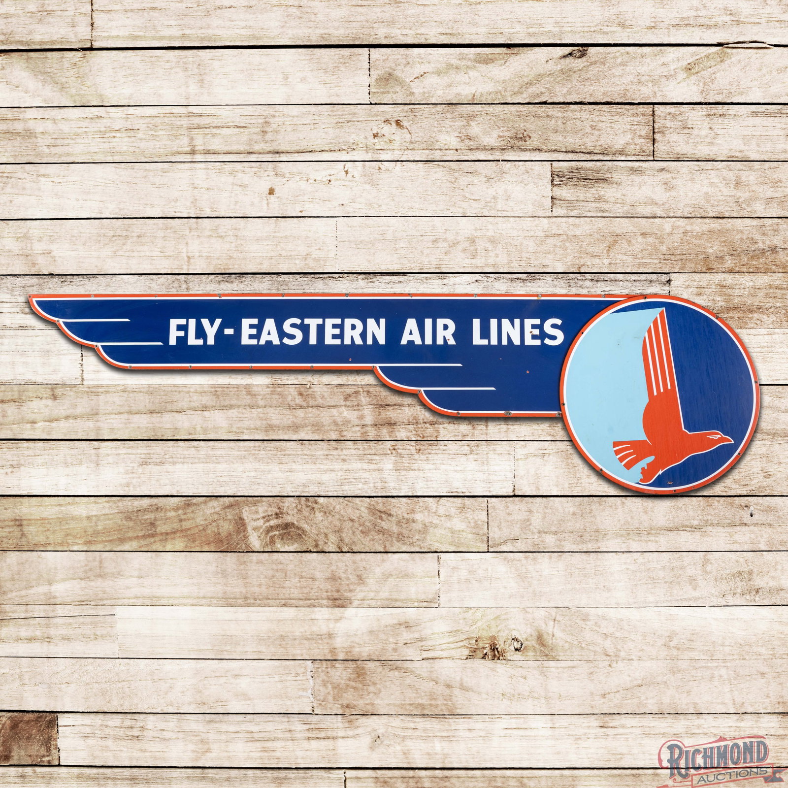 Fly Eastern Air Lines 2-Piece Single Sided Porcelain Die Cut Sign w/ Eagle Logo & Wings (1 of 3)