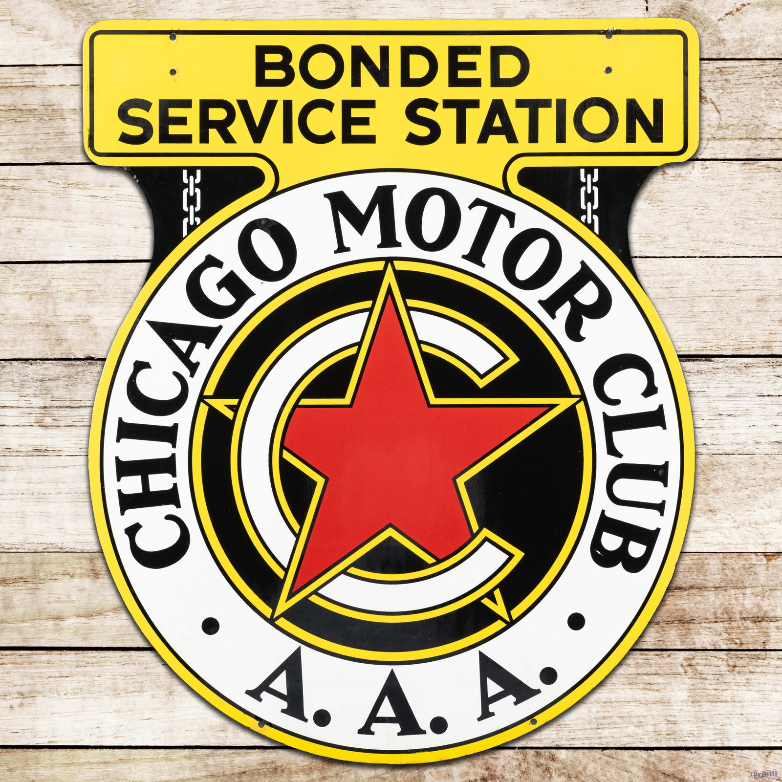 Chicago Motor Club AAA Bonded Service Station Double Sided Porcelain Sign (1 of 3)