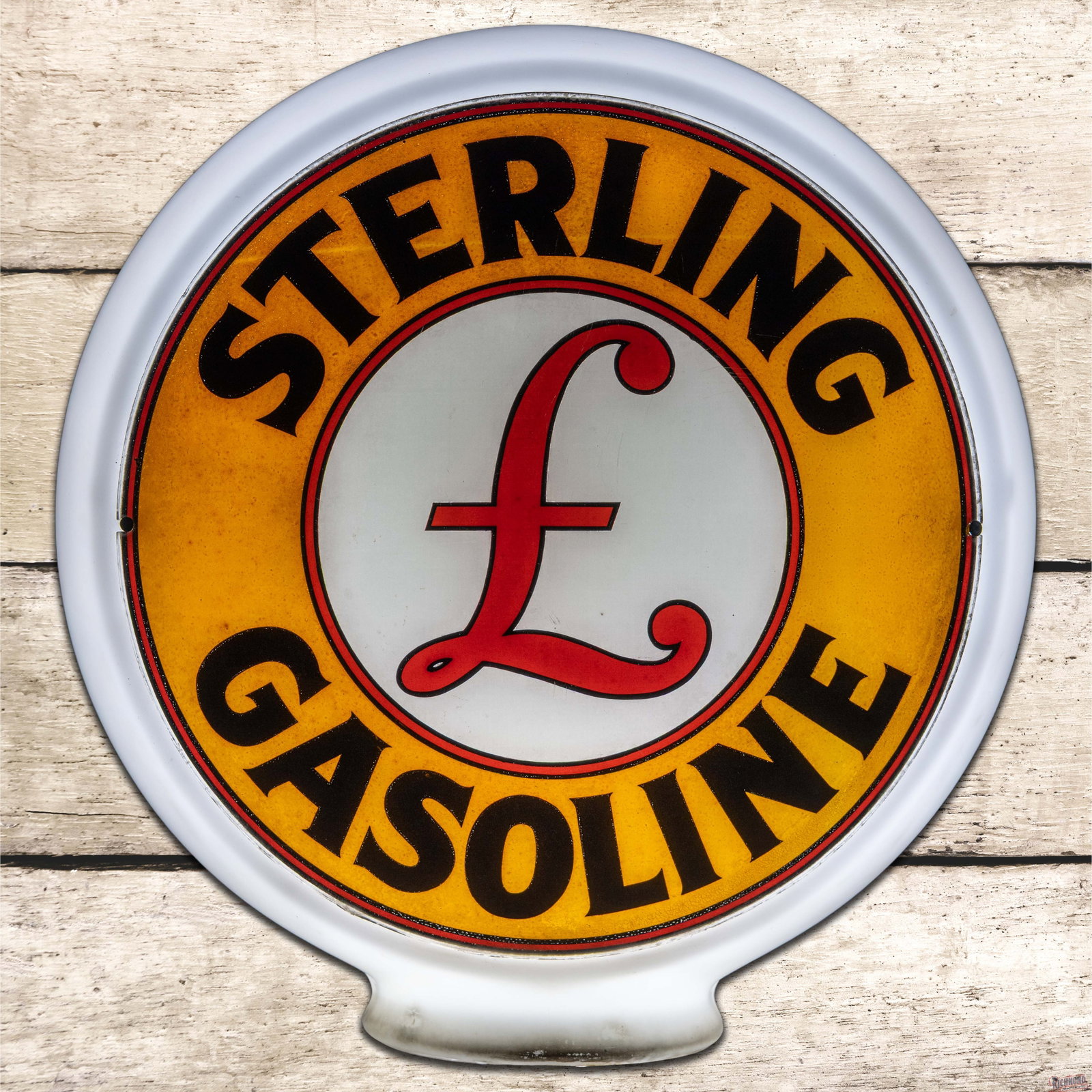 Sterling "L" Gasoline 13.5" Complete Milk Glass Gas Pump Globe (1 of 6)