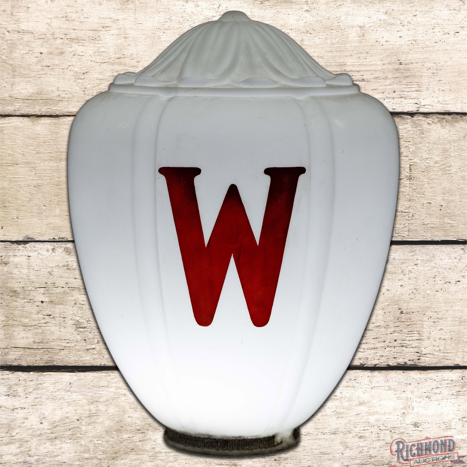 Scarce 1910s Wadhams Gasoline OPC Milk Glass Lamp Post Globe (1 of 6)