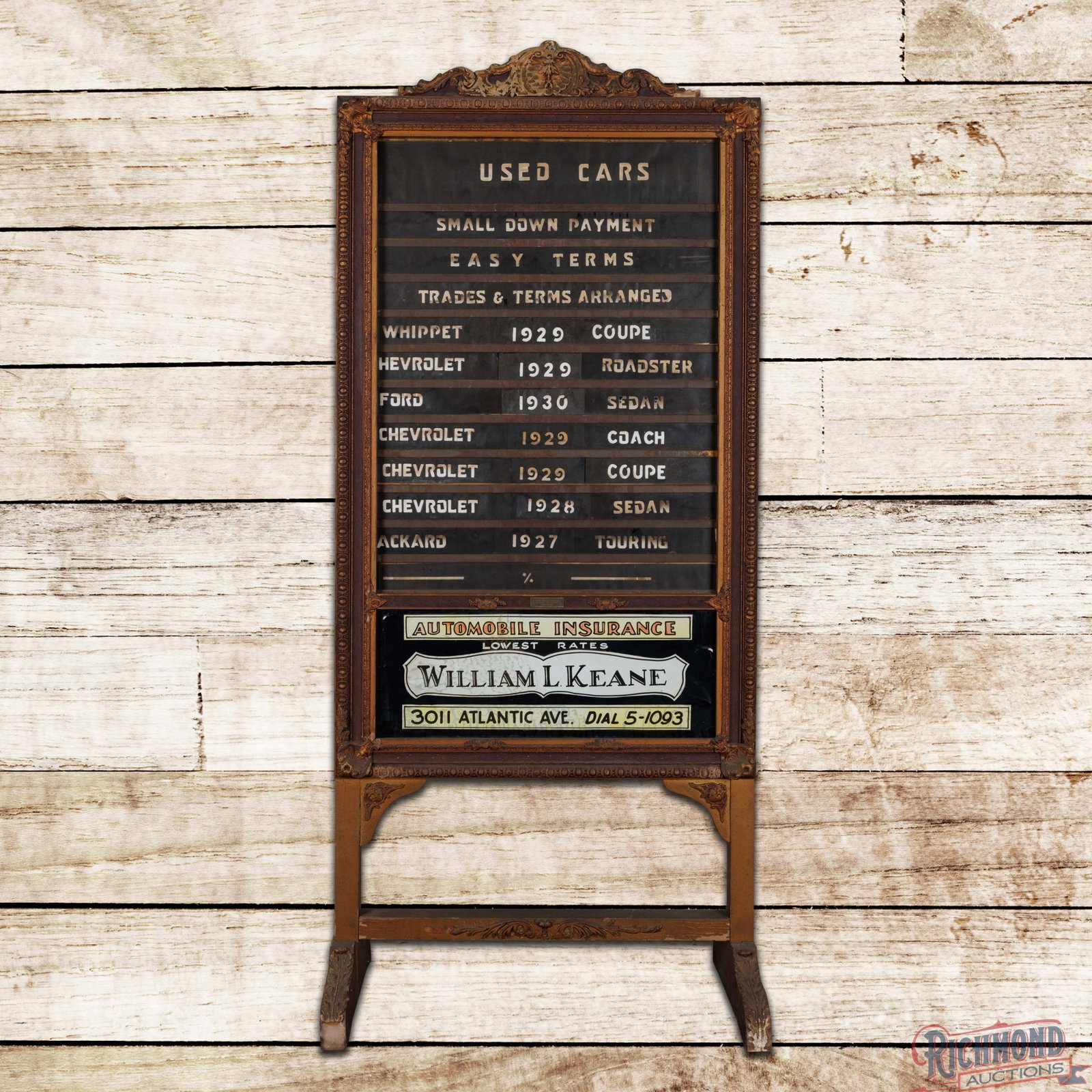 Early Wooden Used Cars Dealership Display Sign Chevrolet Ford Packard & Whippet (1 of 3)