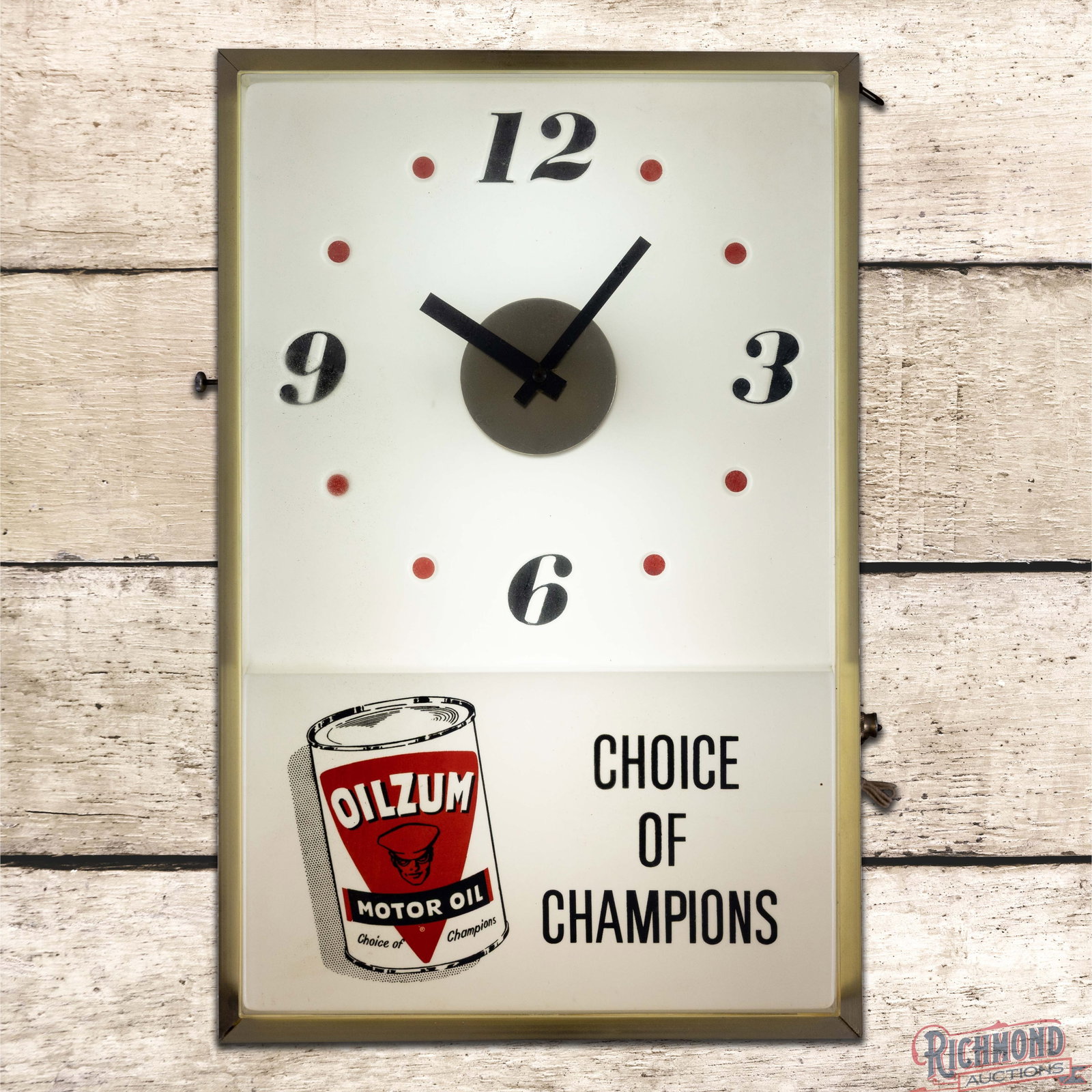 Oilzum Choice of Champions Lighted Advertising Clock w/ Logo (1 of 4)