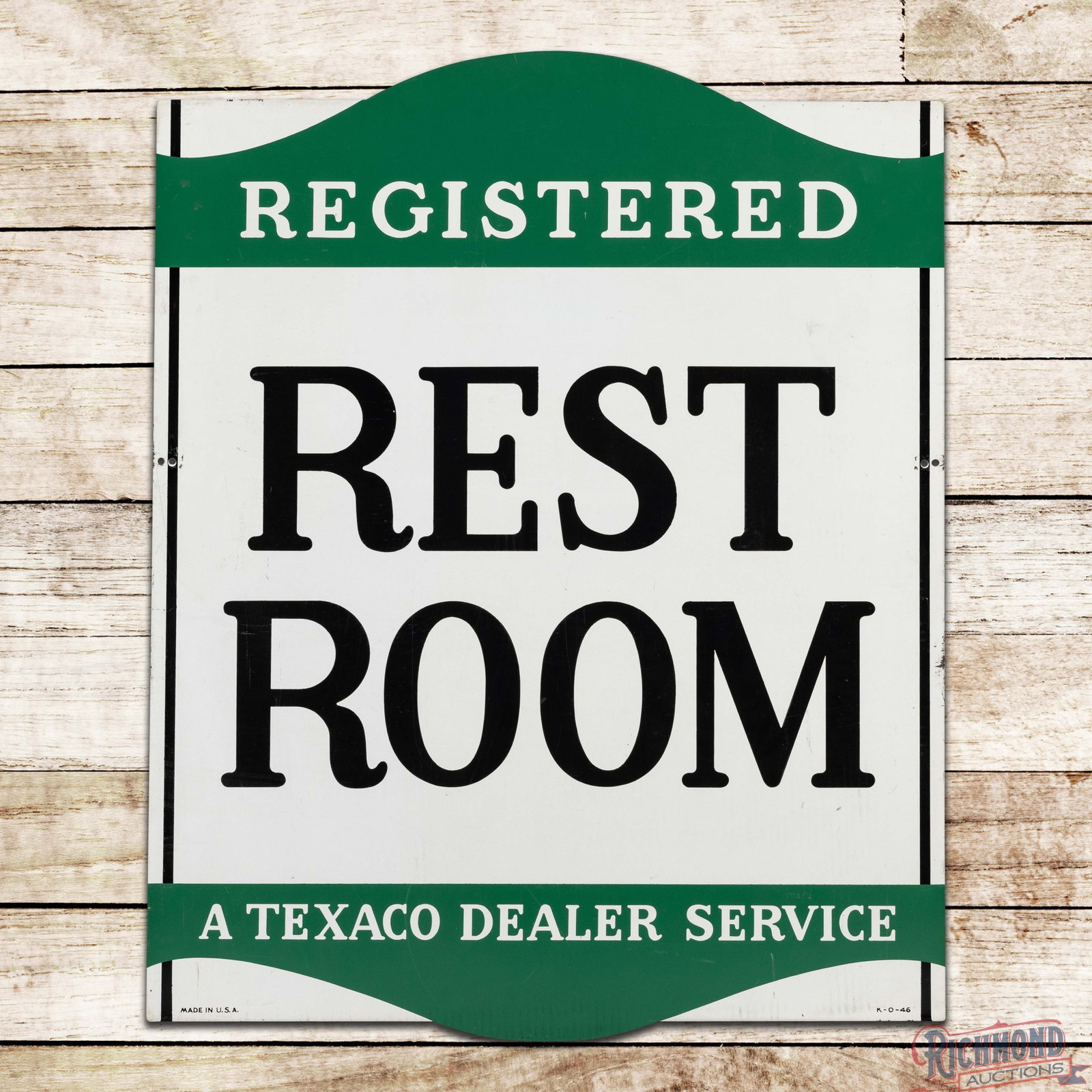 Texaco Registered Rest Room Double Sided Tin Service Station Sign (1 of 3)