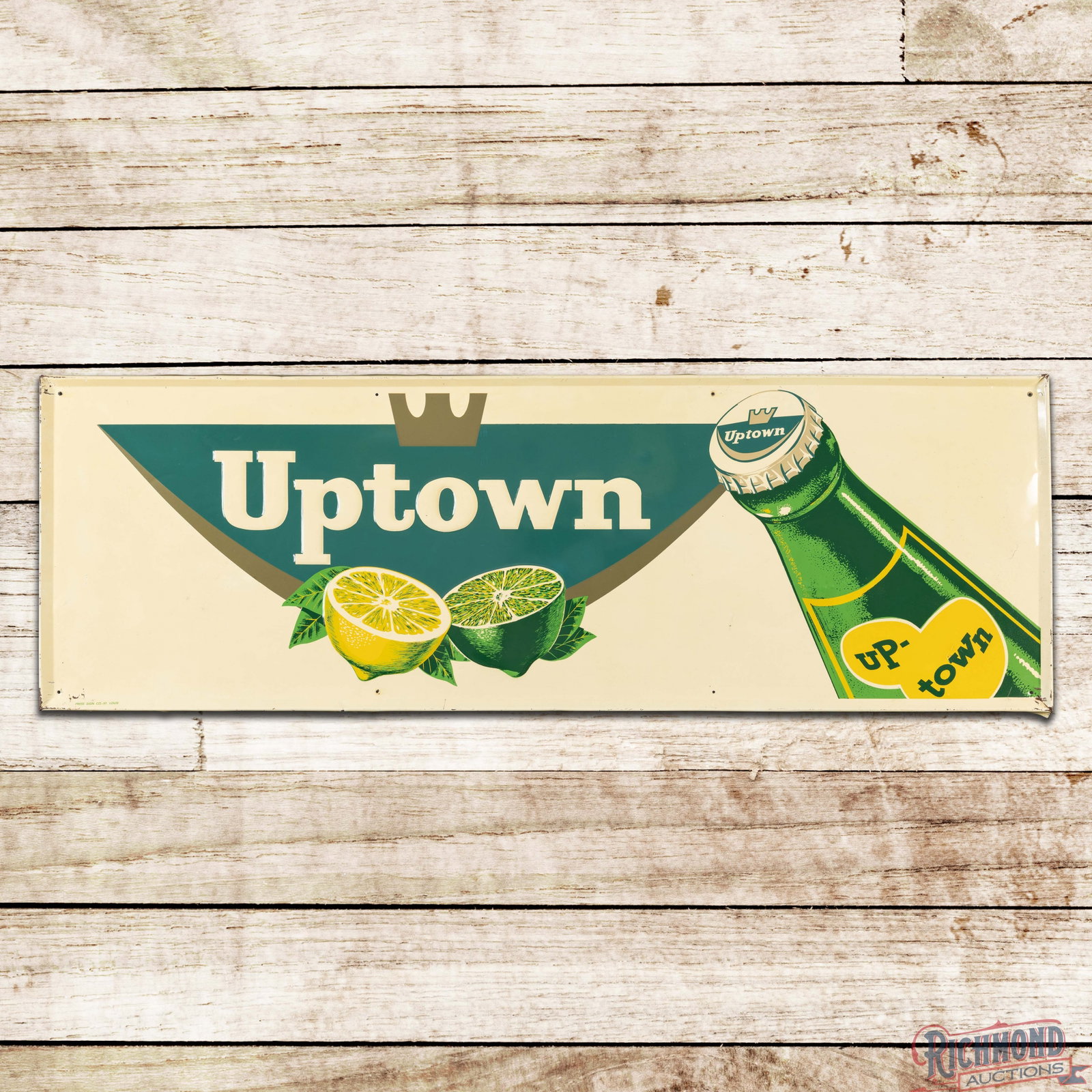 Uptown Beverages 4.5' Emb. Single Sided Tin Sign w/ Bottle (1 of 3)