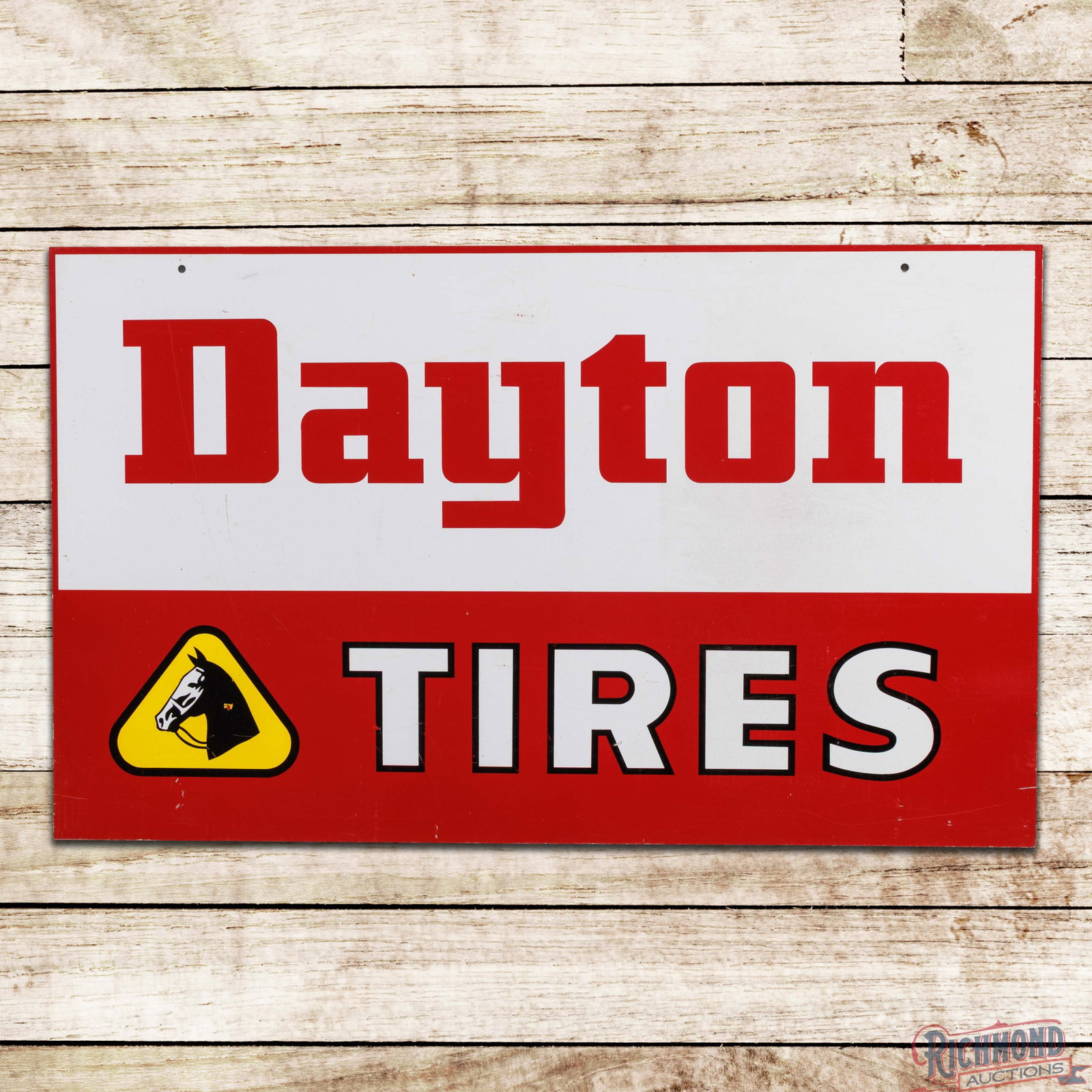 Dayton Tires 44" Double Sided Tin Sign w/ Logo (1 of 3)