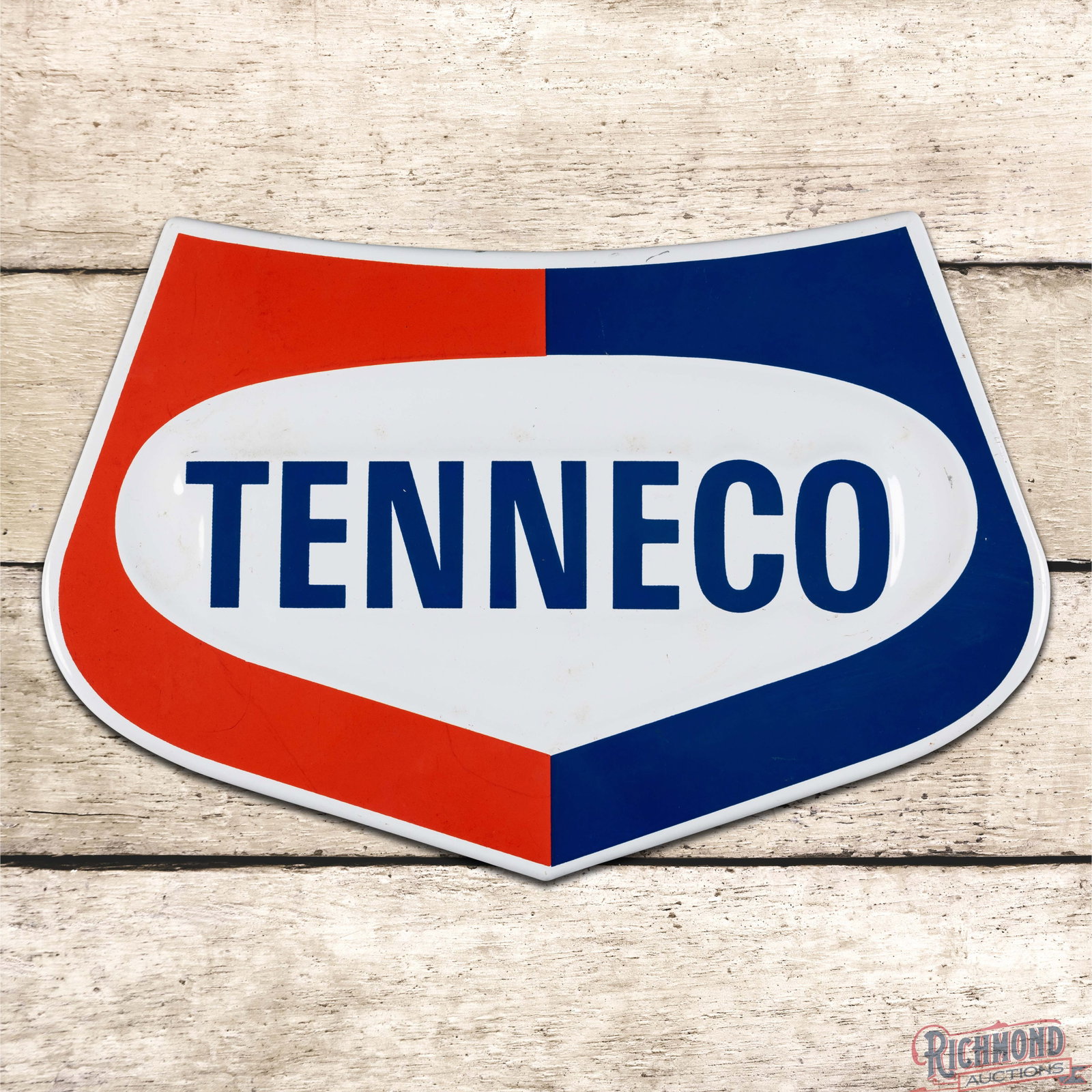 Tenneco Gasoline Emb. Single Sided Porcelain Pump Plate Sign (1 of 3)