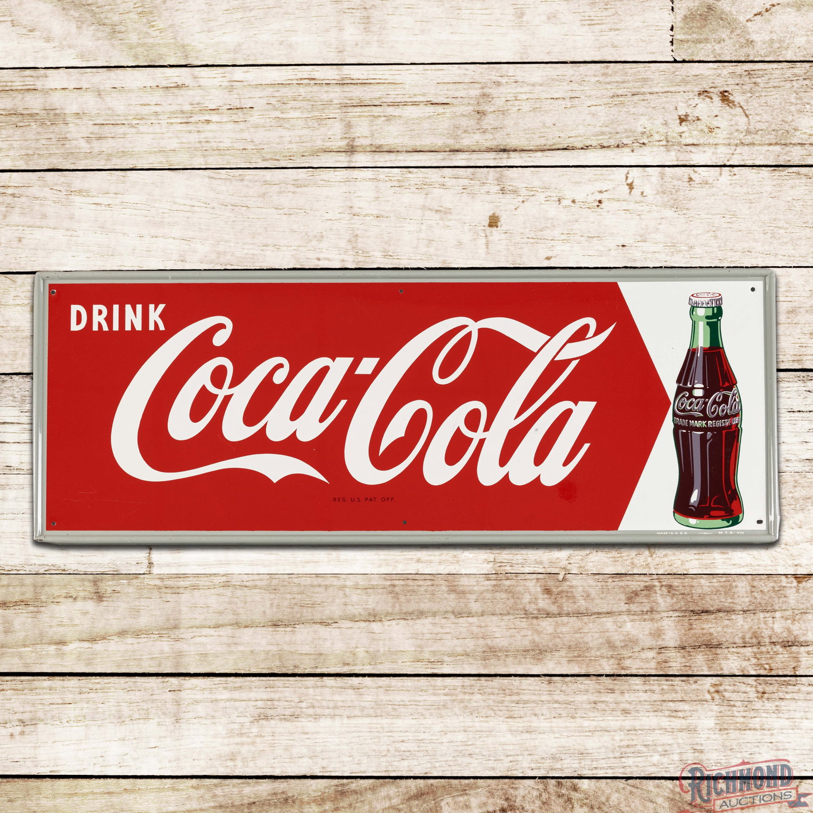 Drink Coca Cola Single Sided Tin Sign w/ Bottle (1 of 3)
