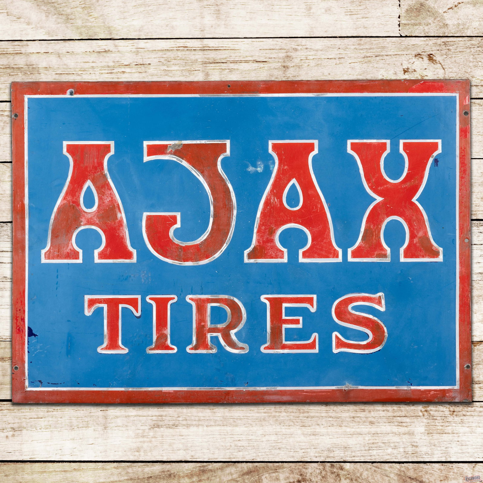 Ajax Tires 40" Double Sided Porcelain Sign (1 of 3)