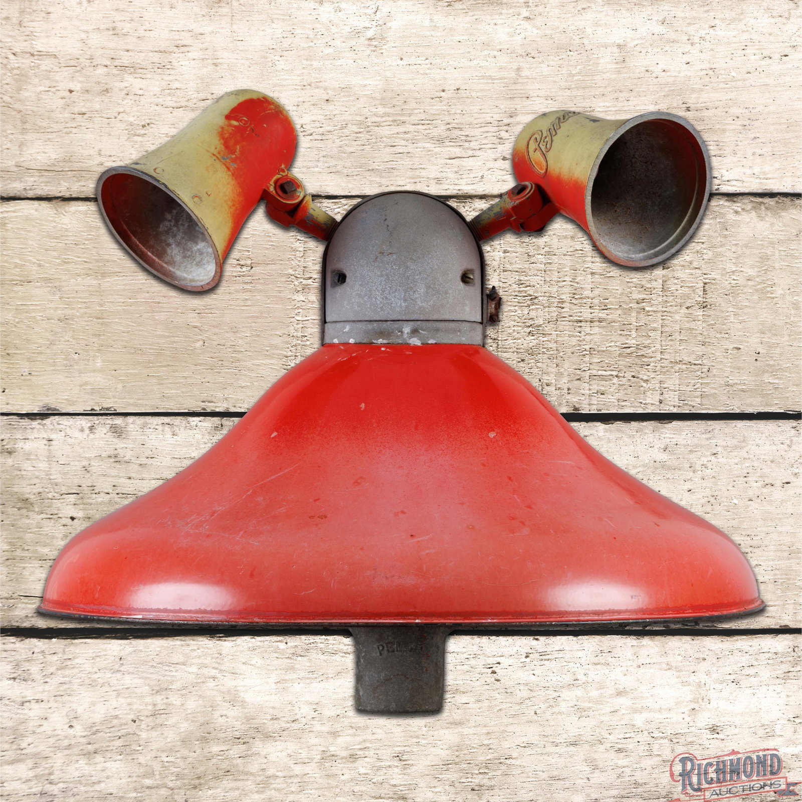 Red Porcelain 24" Pemco Service Station Island Gas Pump Light (1 of 4)