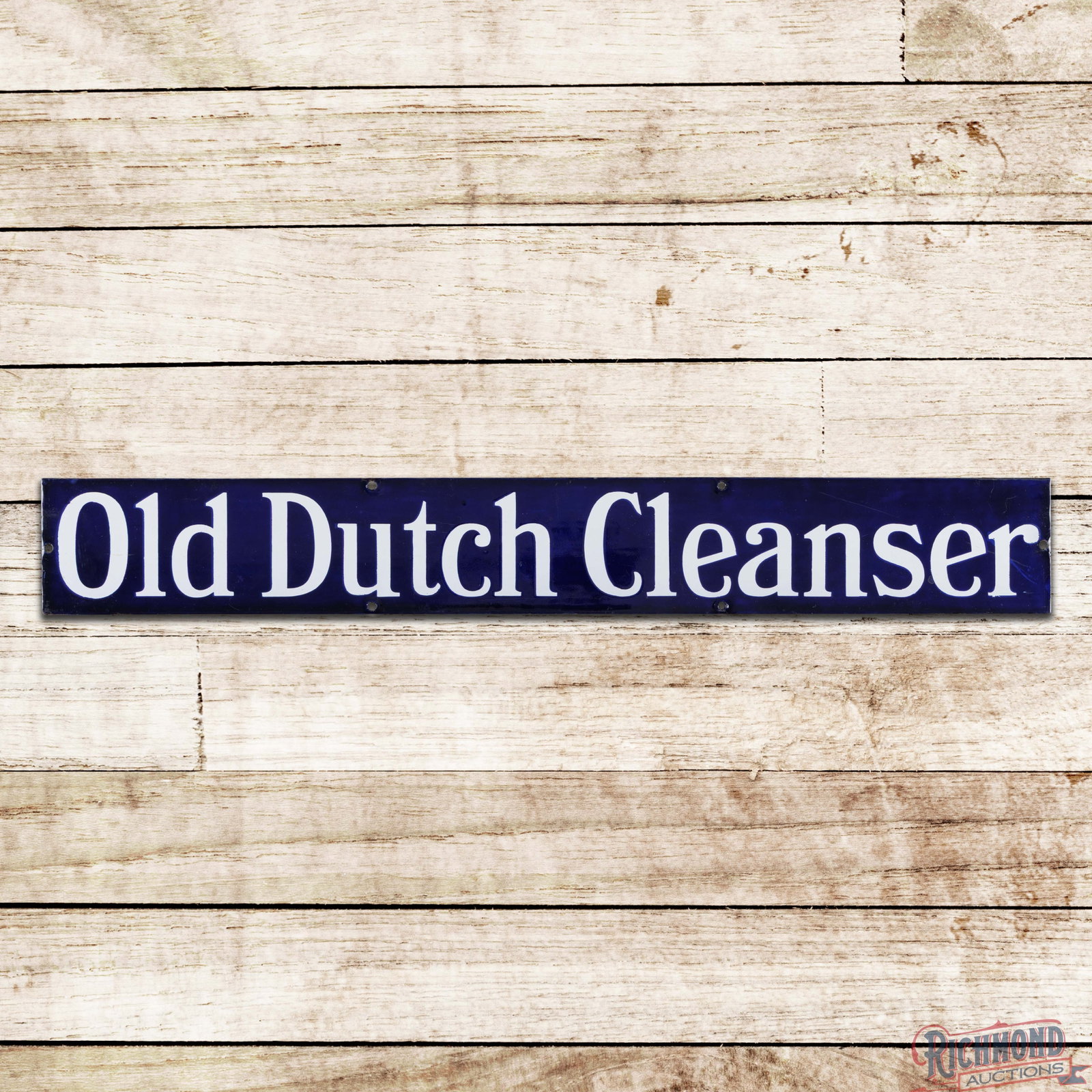 Old Dutch Cleanser 26" Single Sided Porcelain Sign: Early SSP (single sided porcelain) sign has excellent color and gloss. The field has light wear with fine scratches. The perimeter is clean. The sign has a great look and displays very well overall. 3