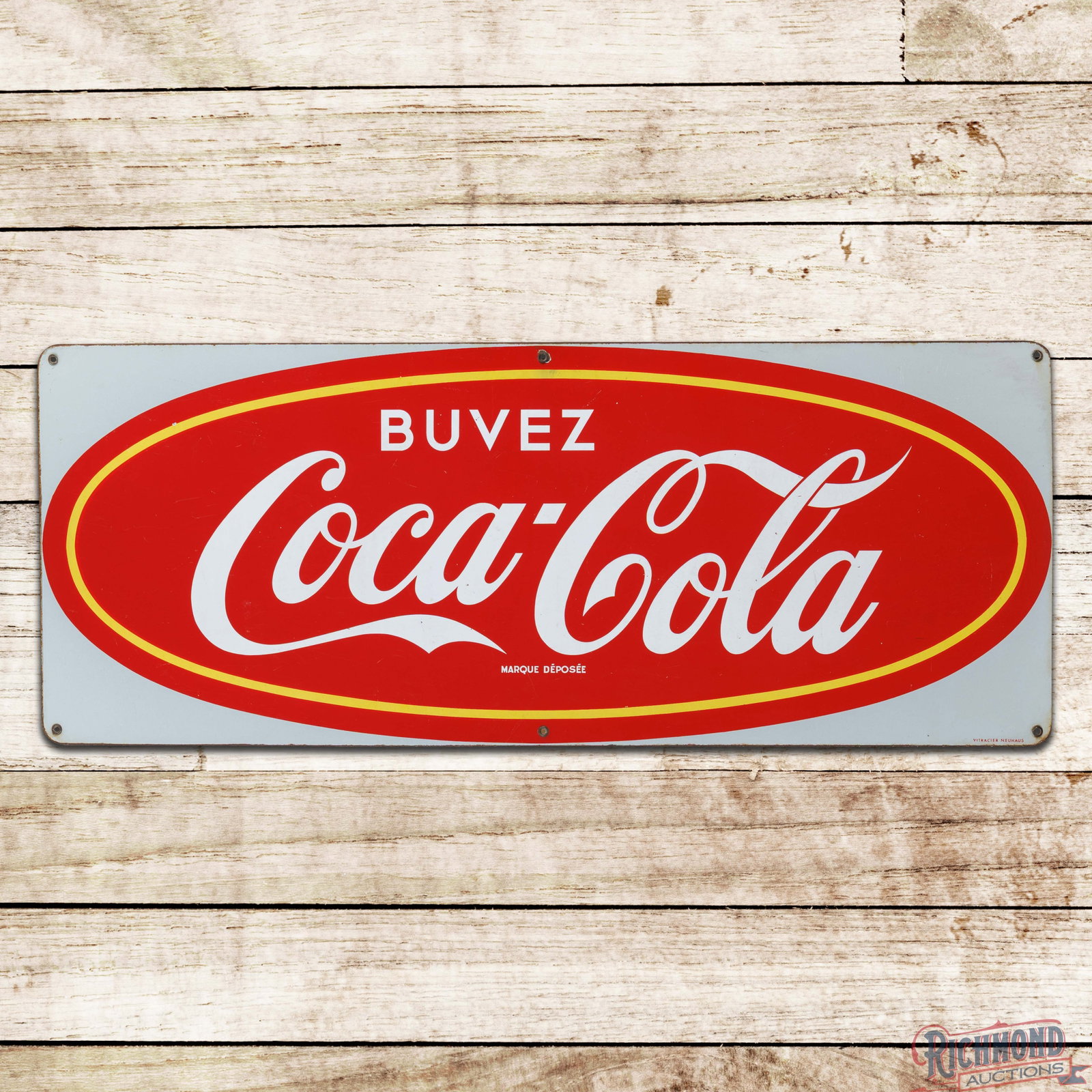 Buvez Coca Cola 4' Single Sided Porcelain Logo Sign (1 of 3)