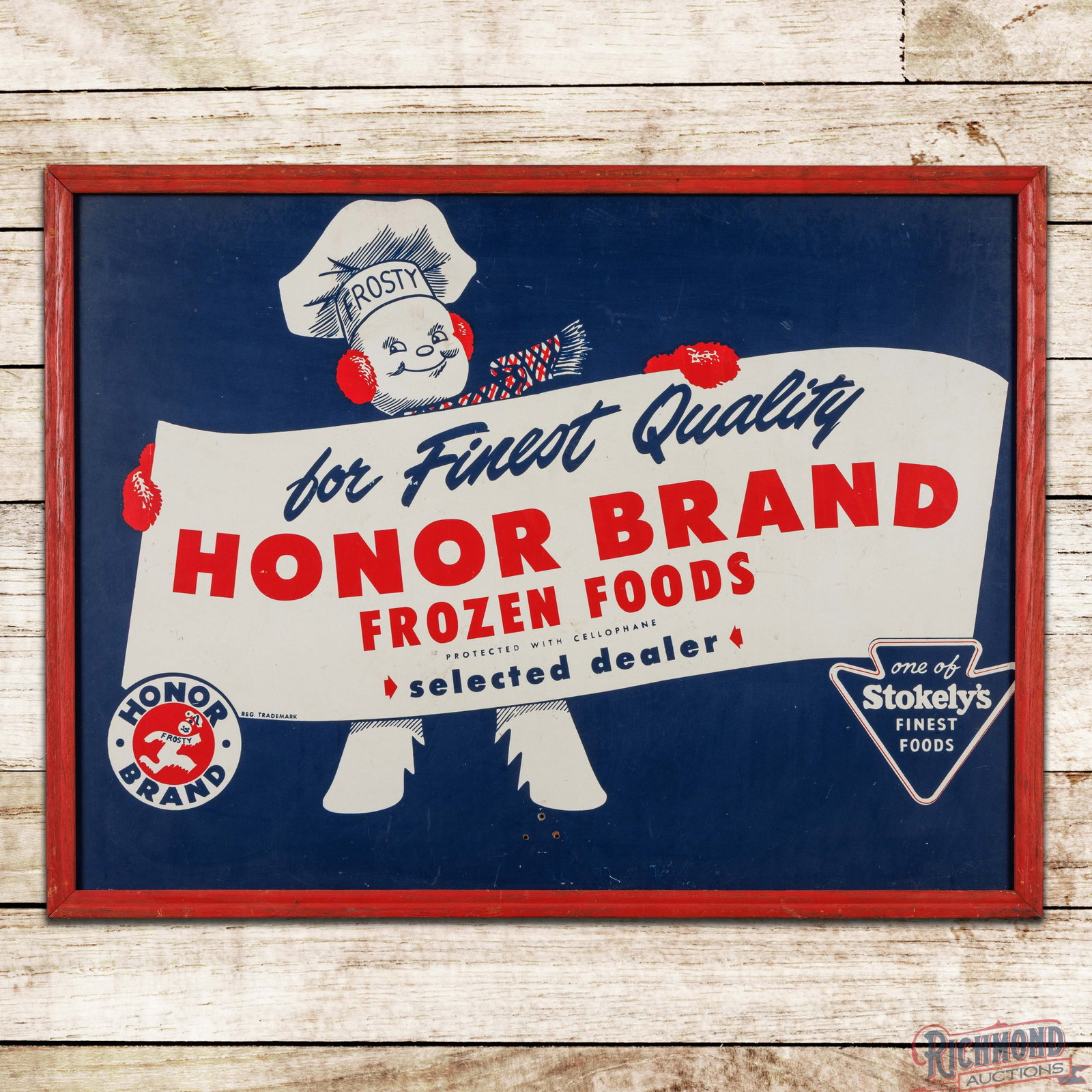 Honor Brand Frozen Foods 3' Masonite Sign w/ Frosty (1 of 3)