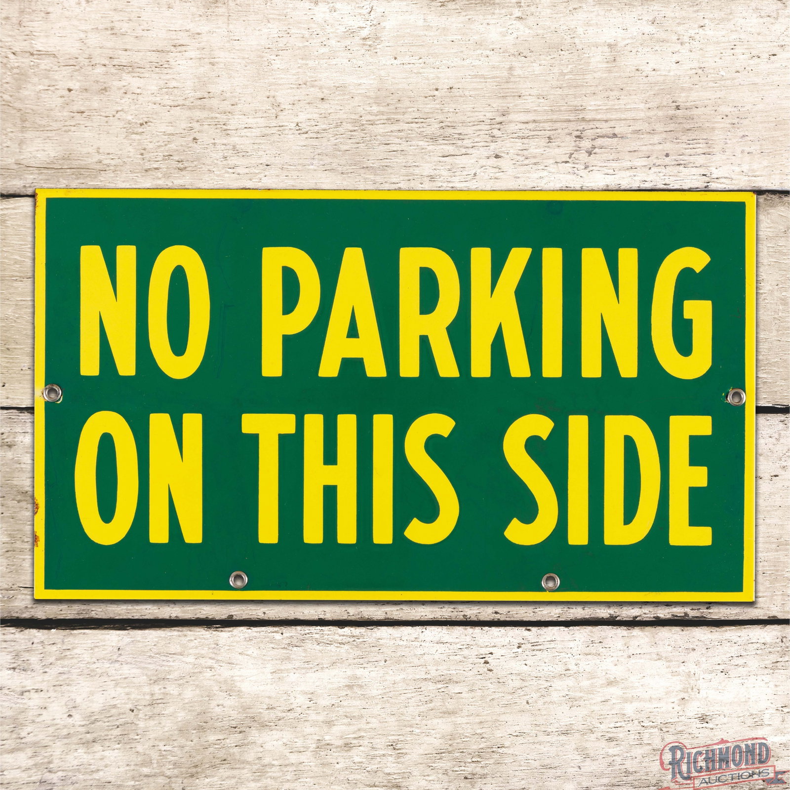 No Parking on This Side Double Sided Porcelain Sign (1 of 3)