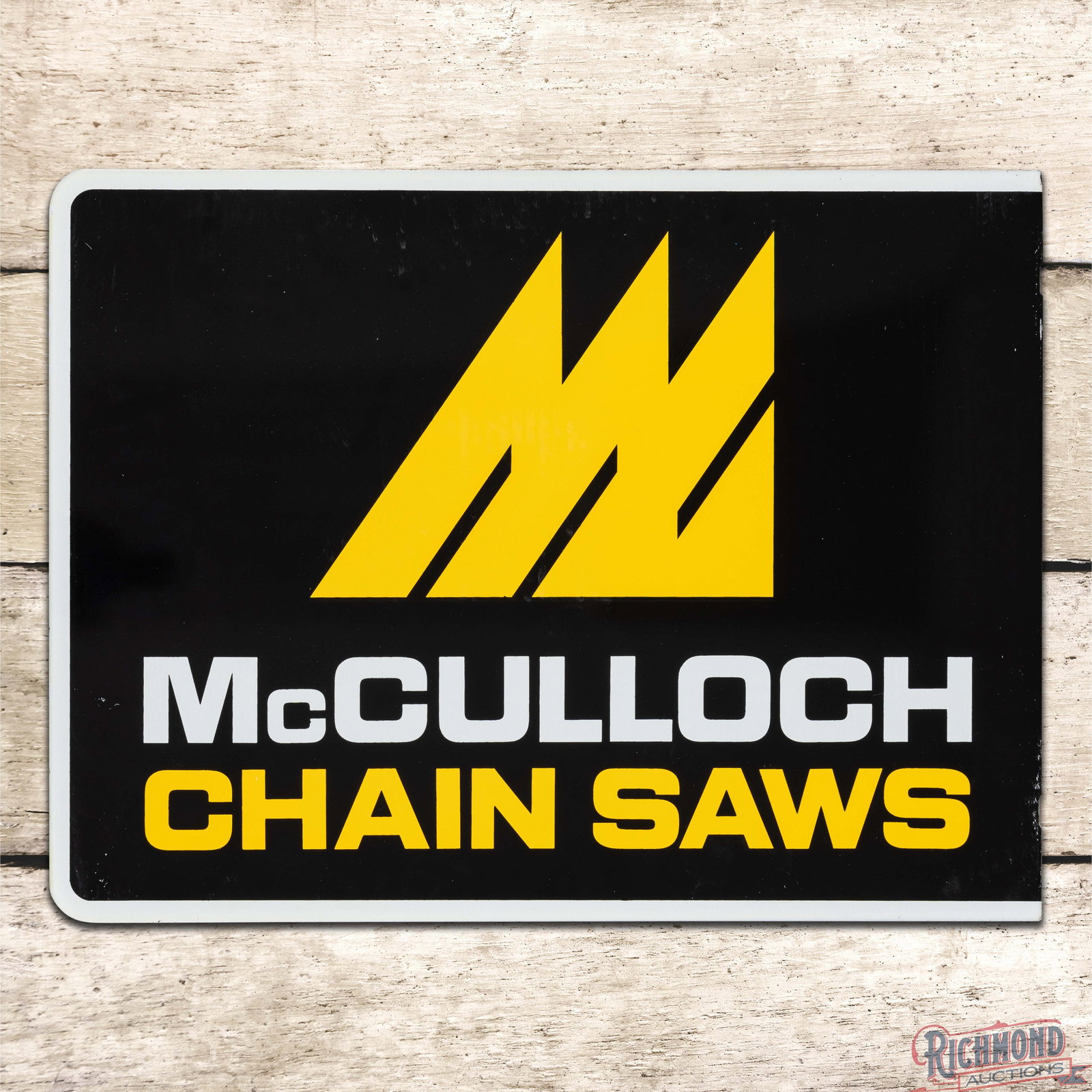 McCulloch Chain Saws Double Sided Tin Flange Sign w/ Logo (1 of 4)