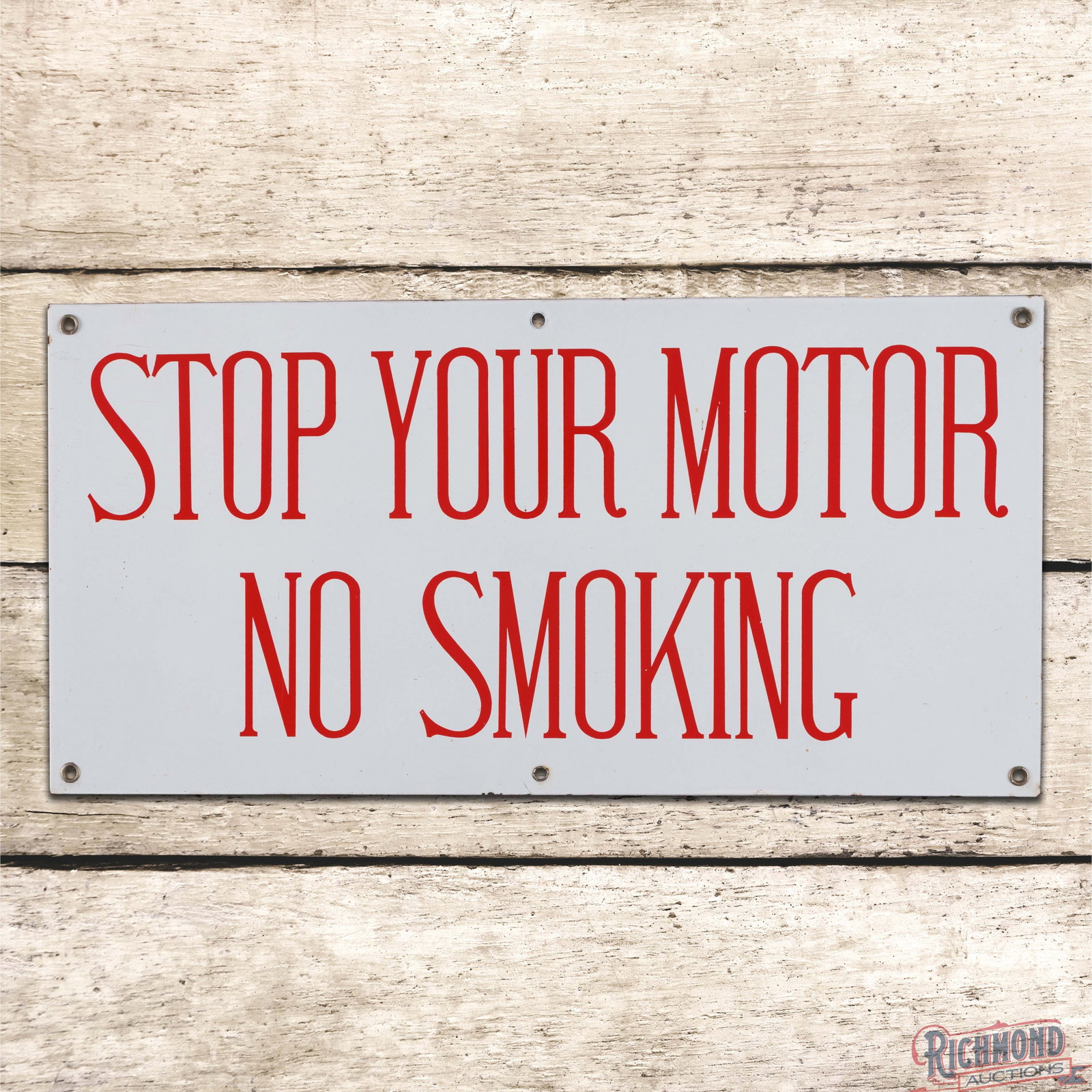 Stop Your Motor No Smoking 24" Single Sided Porcelain Service Station Sign (1 of 3)