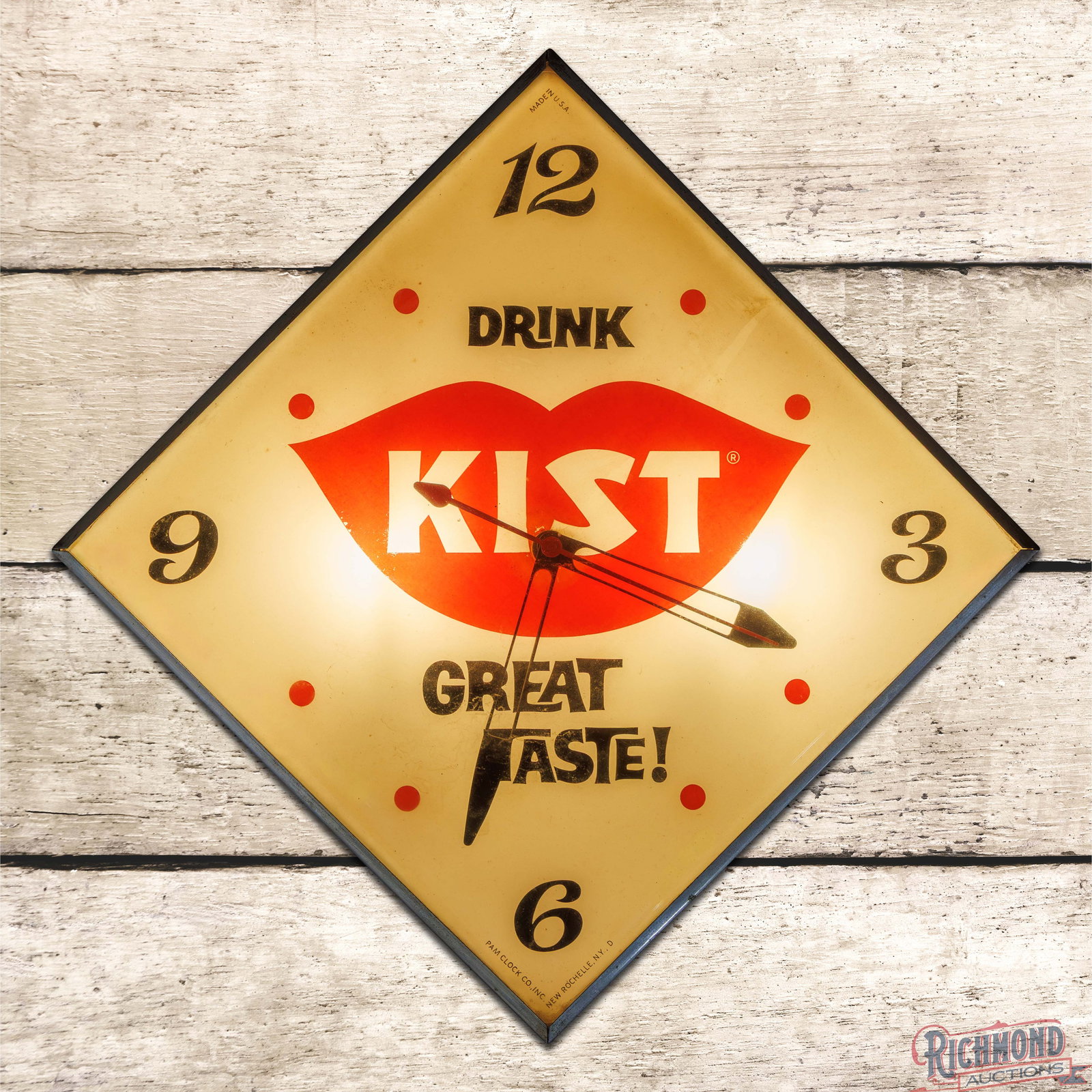 Drink Kist Great Taste! 22" Pam Lighted Advertising Clock (1 of 4)
