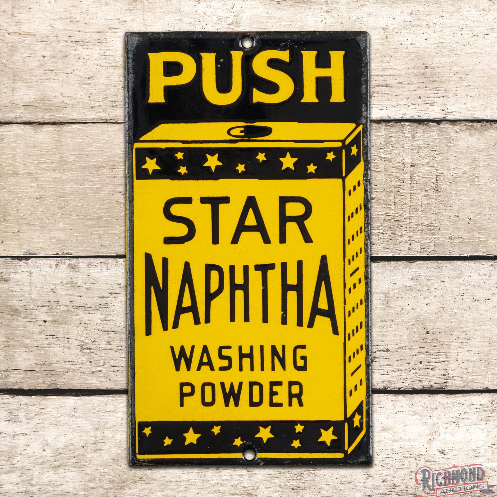 Star Naphtha Washing Powder Single Sided Porcelain Door Push Plate Sign (1 of 3)