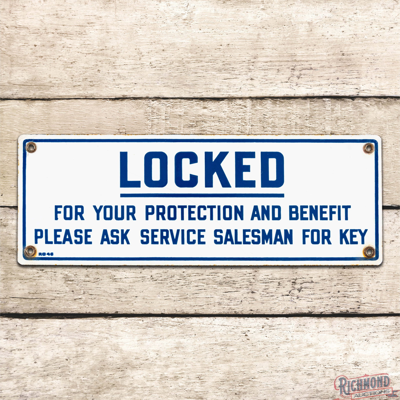 Gulf Restroom Locked For Your Protection Ask for Key Single Sided Porcelain Sign (1 of 3)
