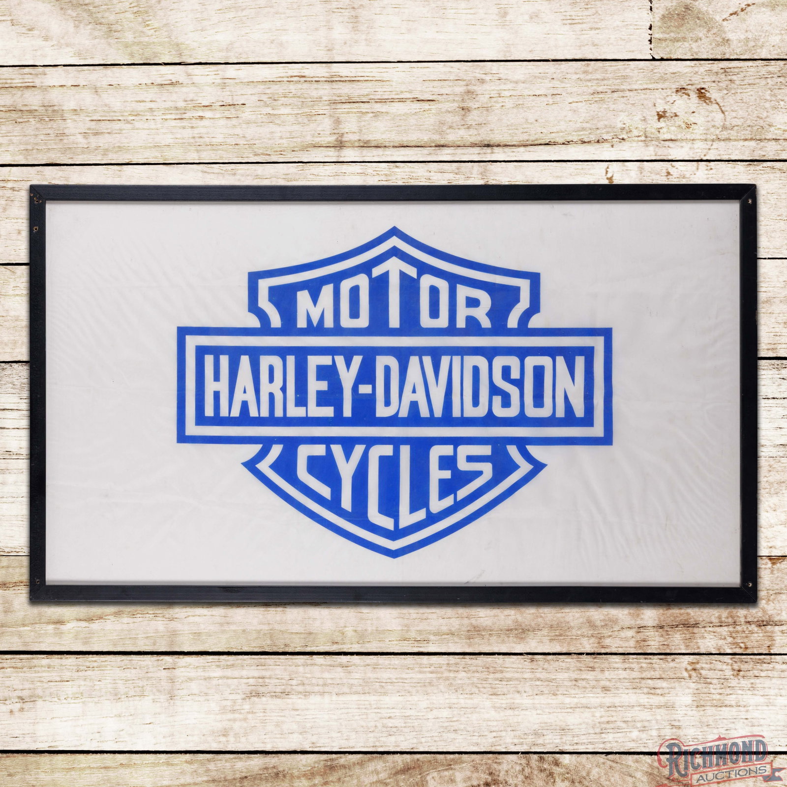 Harley Davidson Motor Cycles Framed Advertising Banner w/ Logo (1 of 3)