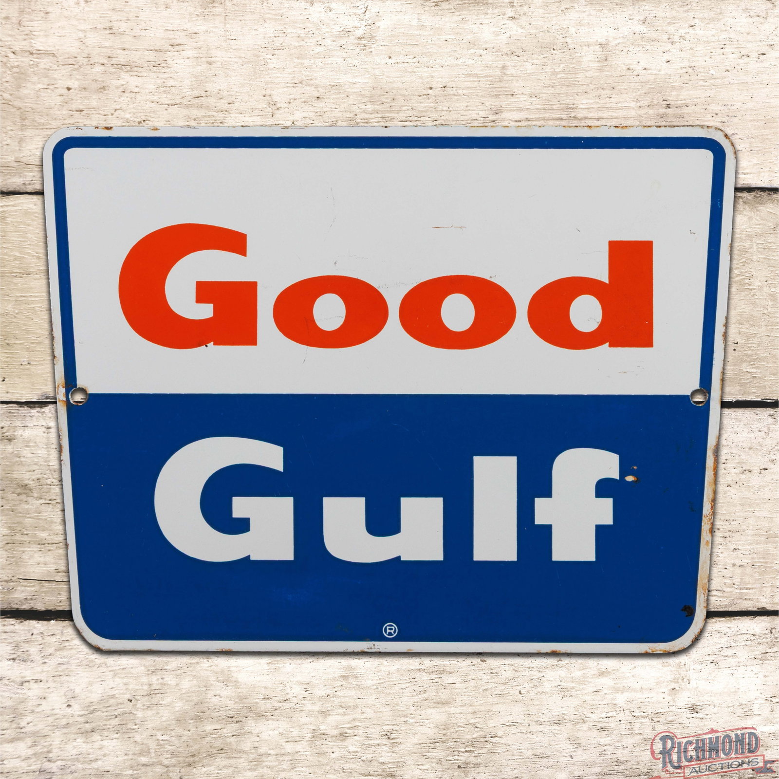 Good Gulf Gasoline Single Sided Porcelain Pump Plate Sign (1 of 3)