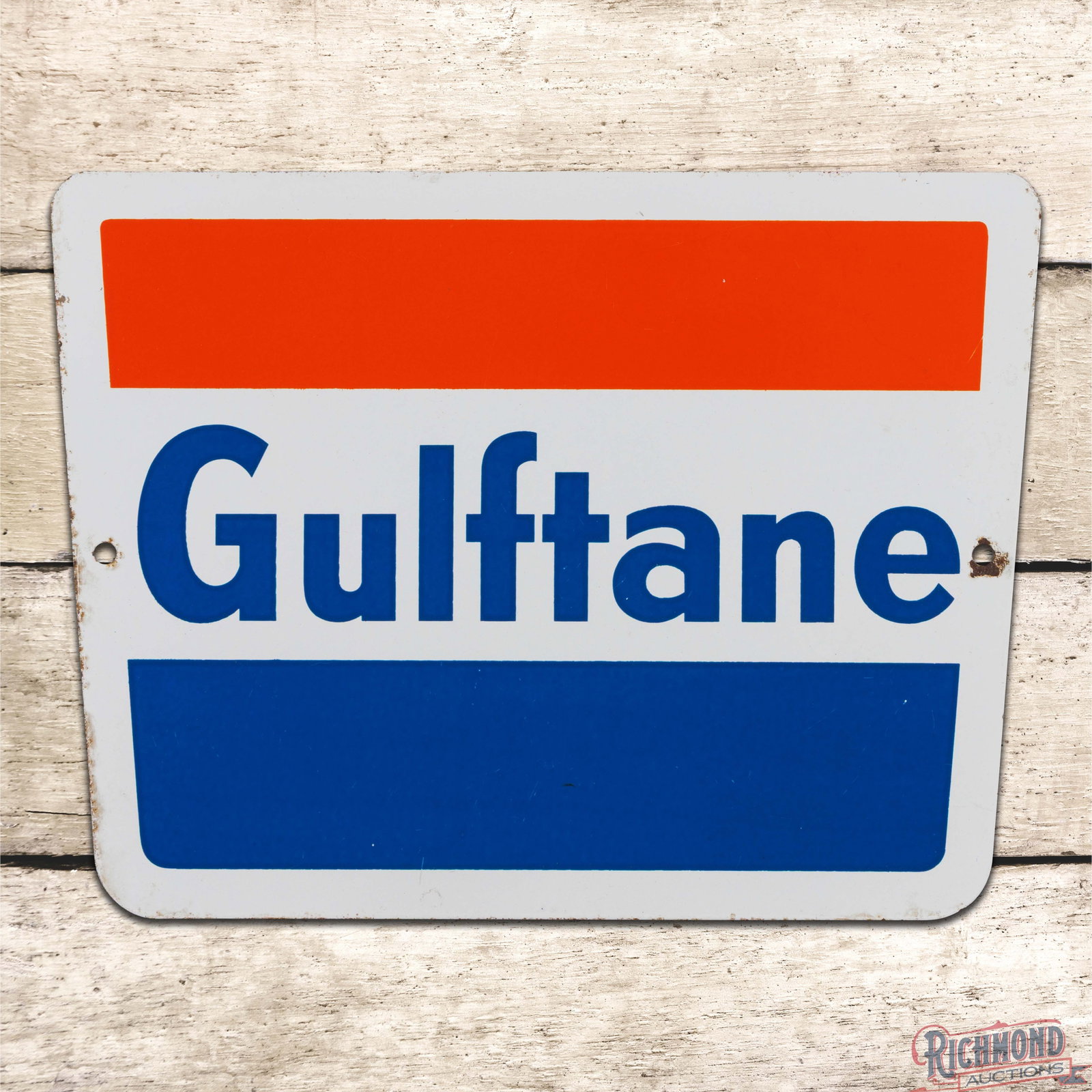 Gulftane Gasoline Single Sided Porcelain Pump Plate Sign (1 of 3)