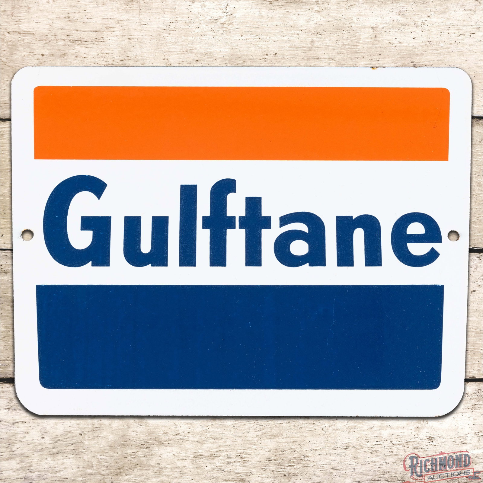 Gulftane Gasoline Single Sided Porcelain Pump Plate Sign (1 of 3)