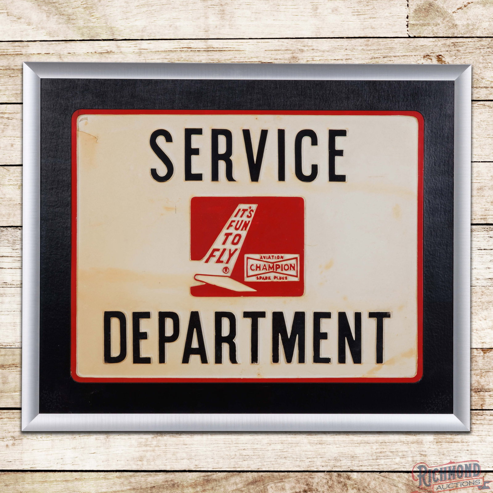 Champion Aviation Spark Plugs Service Department "It's Fun to Fly" SS Emb. Plastic Sign (1 of 3)