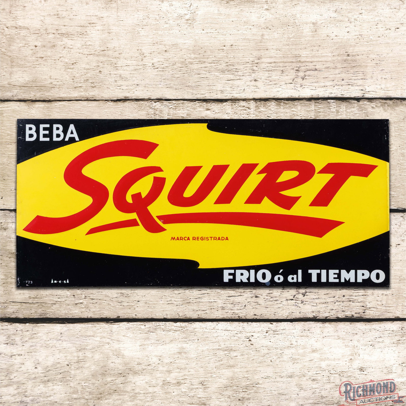 Beba Squirt Soda "Frio o' al Tiempo" Emb. Single Sided Tin Sign (1 of 3)