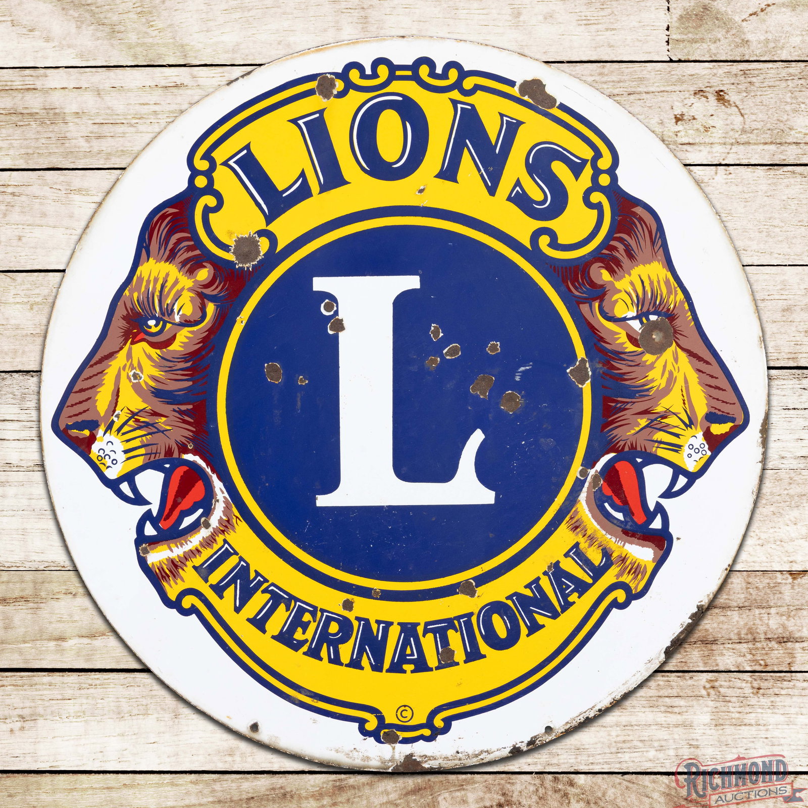 Lions Club International 30" Single Sided Porcelain Sign w/ Logo (1 of 3)