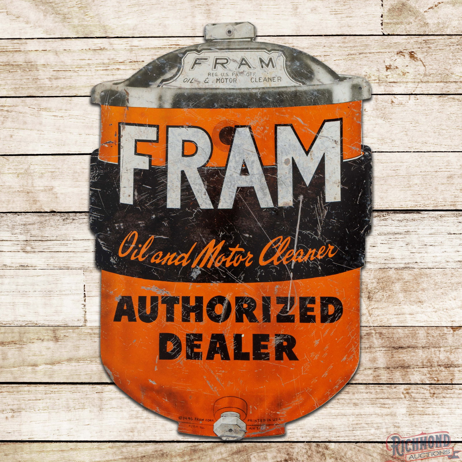 Fram Oil and Motor Cleaner Authorized Dealer Die Cut Single Sided Tin Sign (1 of 3)