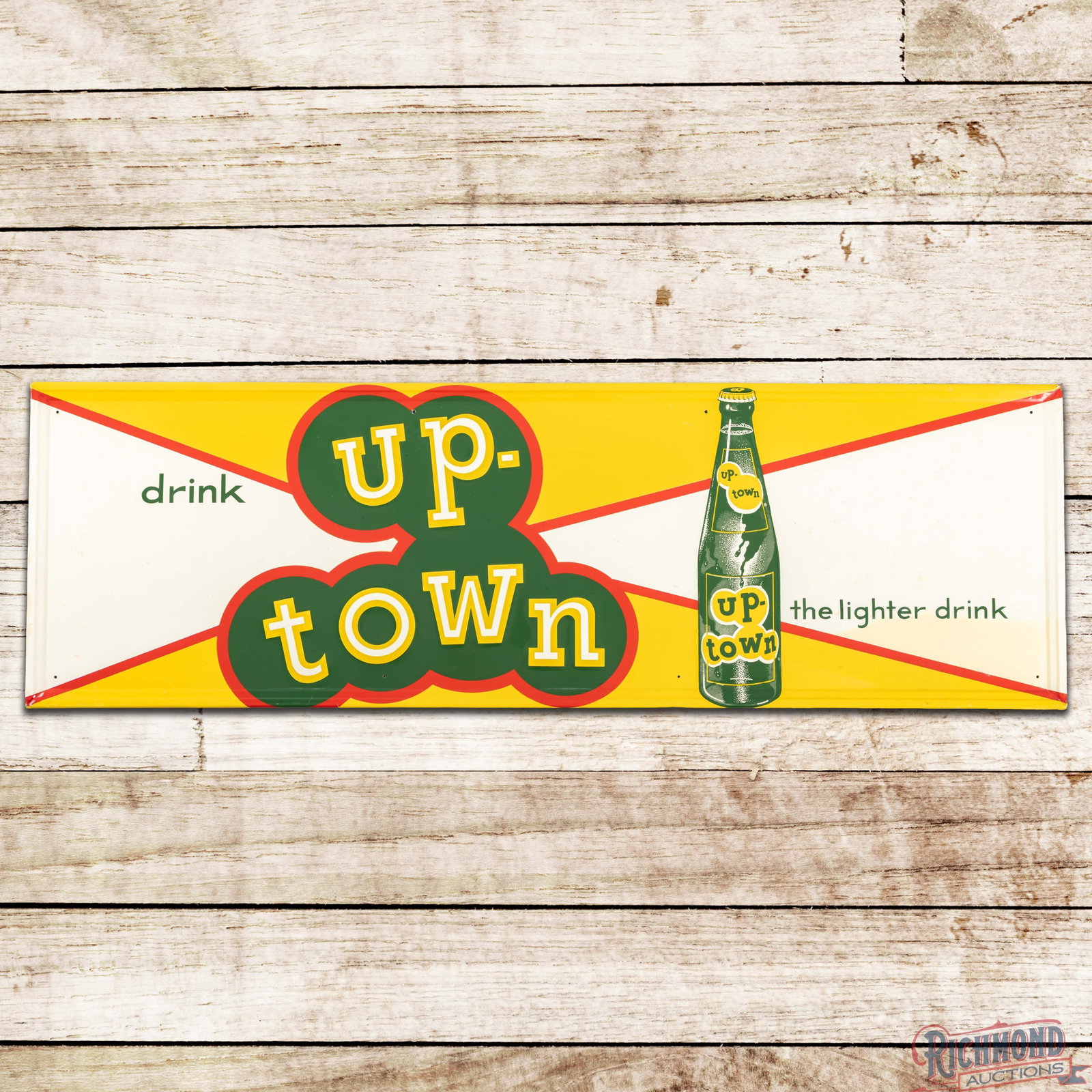 Drink Up Town "The Lighter Drink 4.5' Emb. Single Sided Tin Sign w/ Bottle (1 of 3)