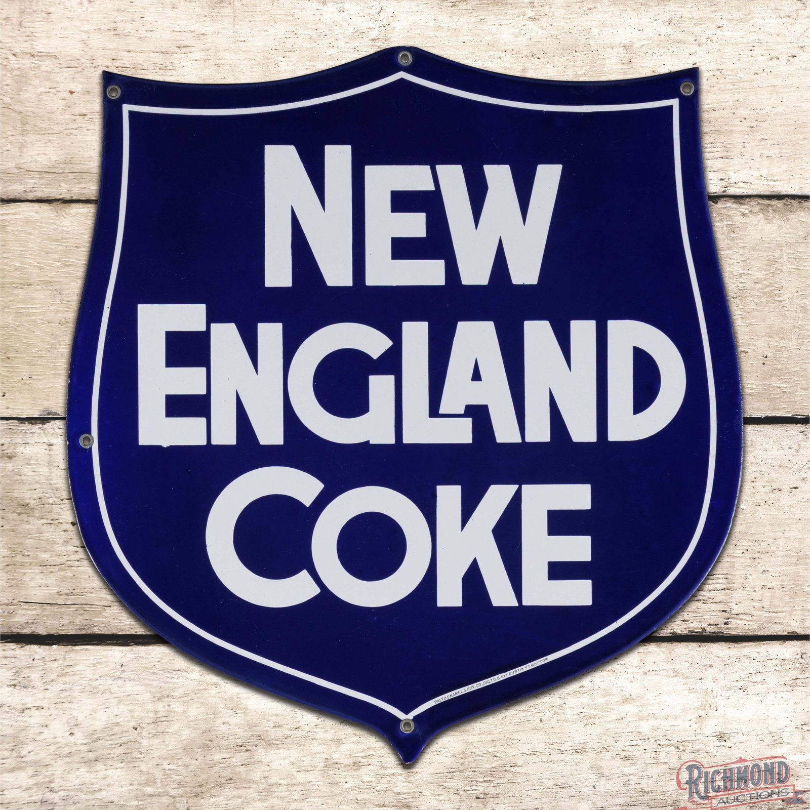 New England Coke 16" Single Sided Porcelain Shield Sign (1 of 3)