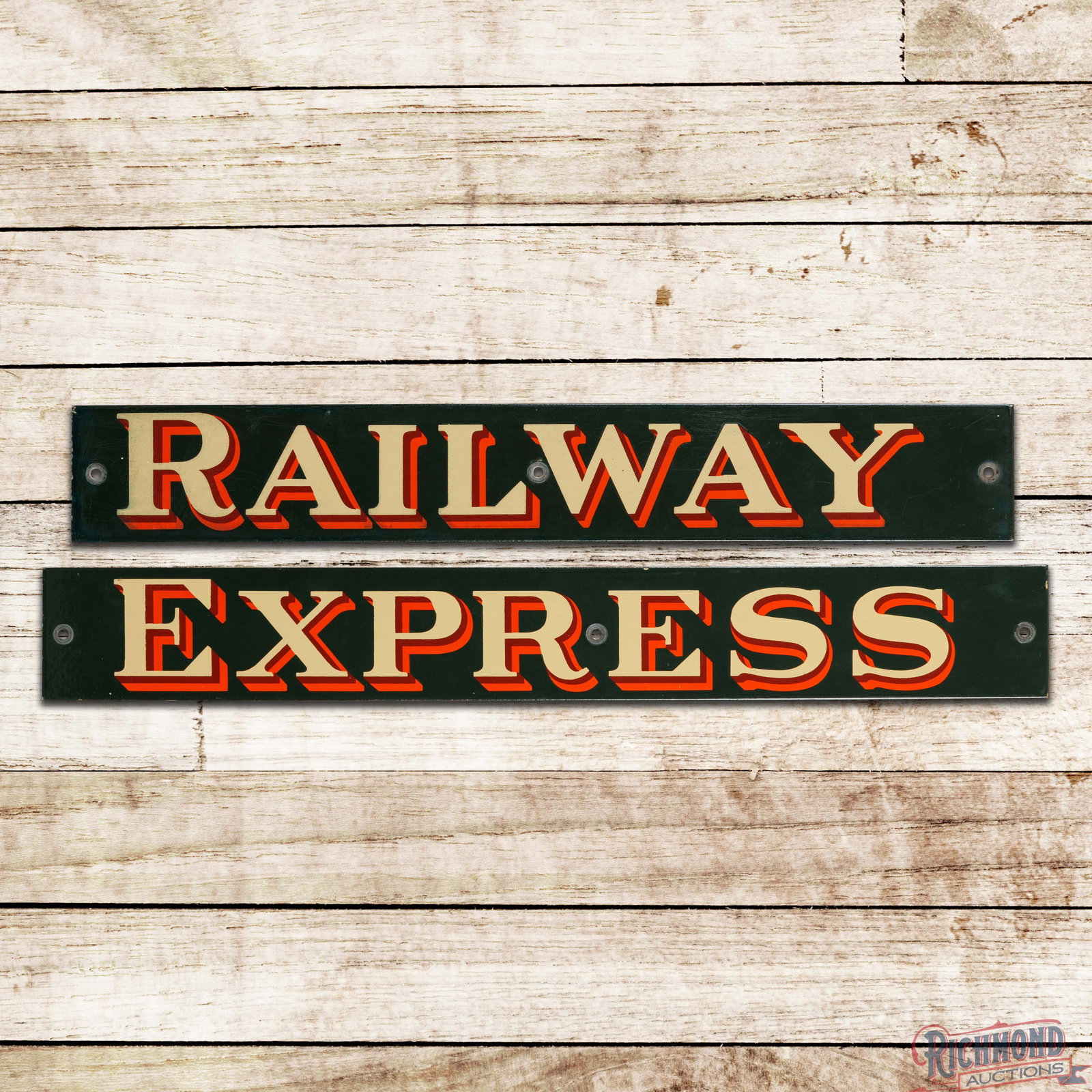 Railway Express 2-Piece Single Sided Porcelain Sign (1 of 3)