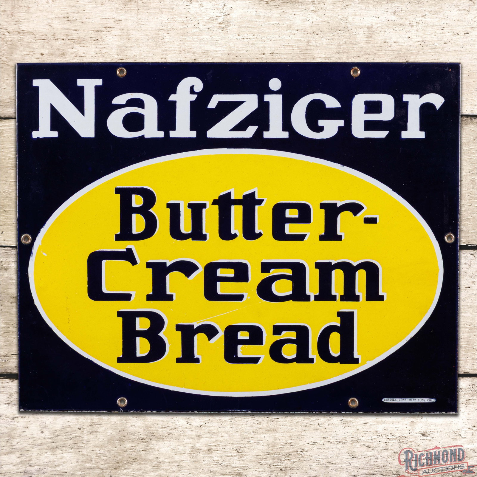 Nafziger Butter Cream Bread 17" Single Sided Porcelain Sign (1 of 3)