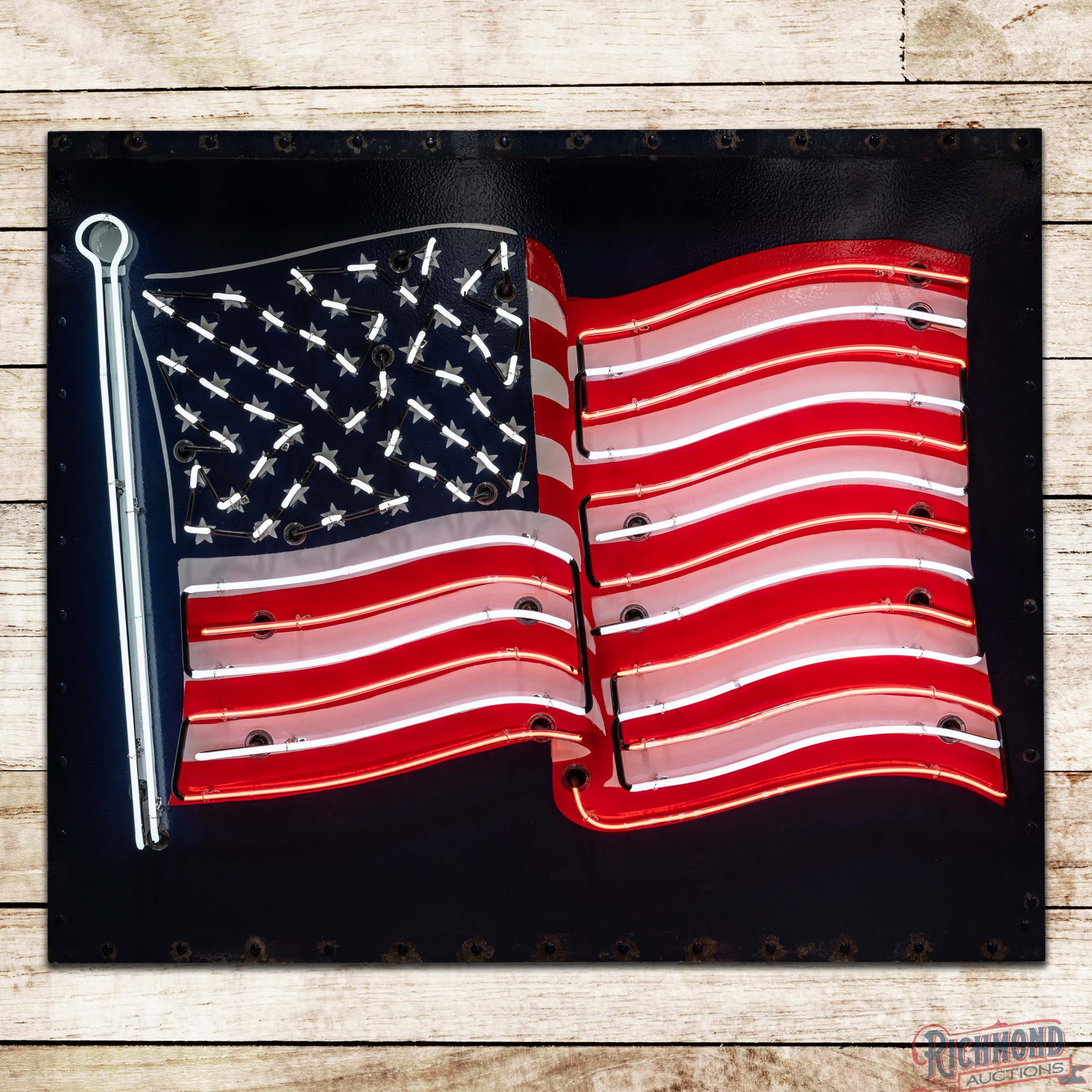 American USA Flag 5.5' Single Sided Porcelain Neon Sign (1 of 4)